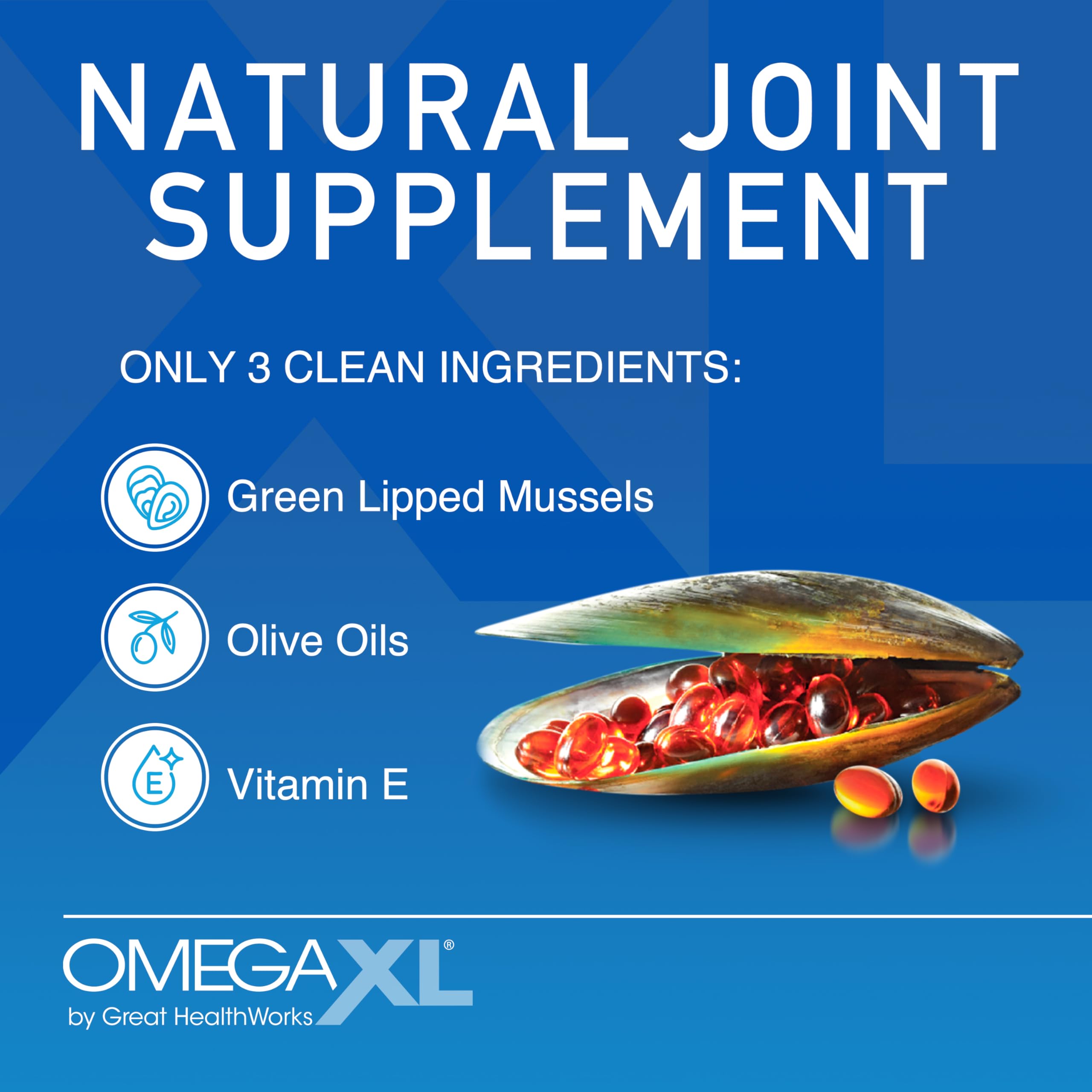 OmegaXL Joint Support Supplement - Natural Muscle Support, Green Lipped Mussel Oil, Soft Gel Pills, Drug-Free, 60 Count (2 Pack) OmegaXL uk supplements