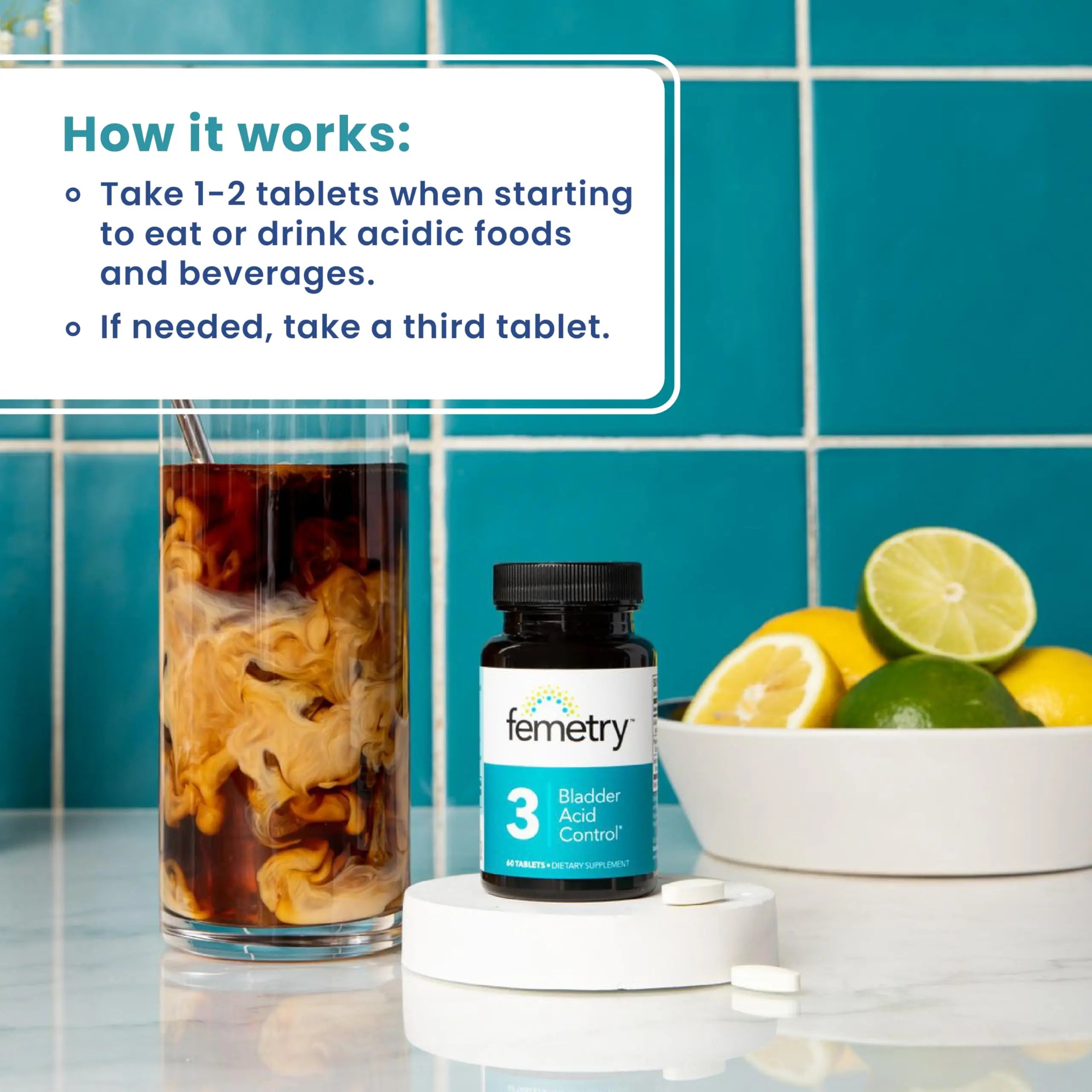 LifeSeasons Femetry Bladder Acid Control - Support for Interstitial Cystitis - Reduce Urine Acidity in The Bladder - Eases Flares Caused by Eating or Drinking Acidic Foods - 60 Tablets LifeSeasons uk supplements