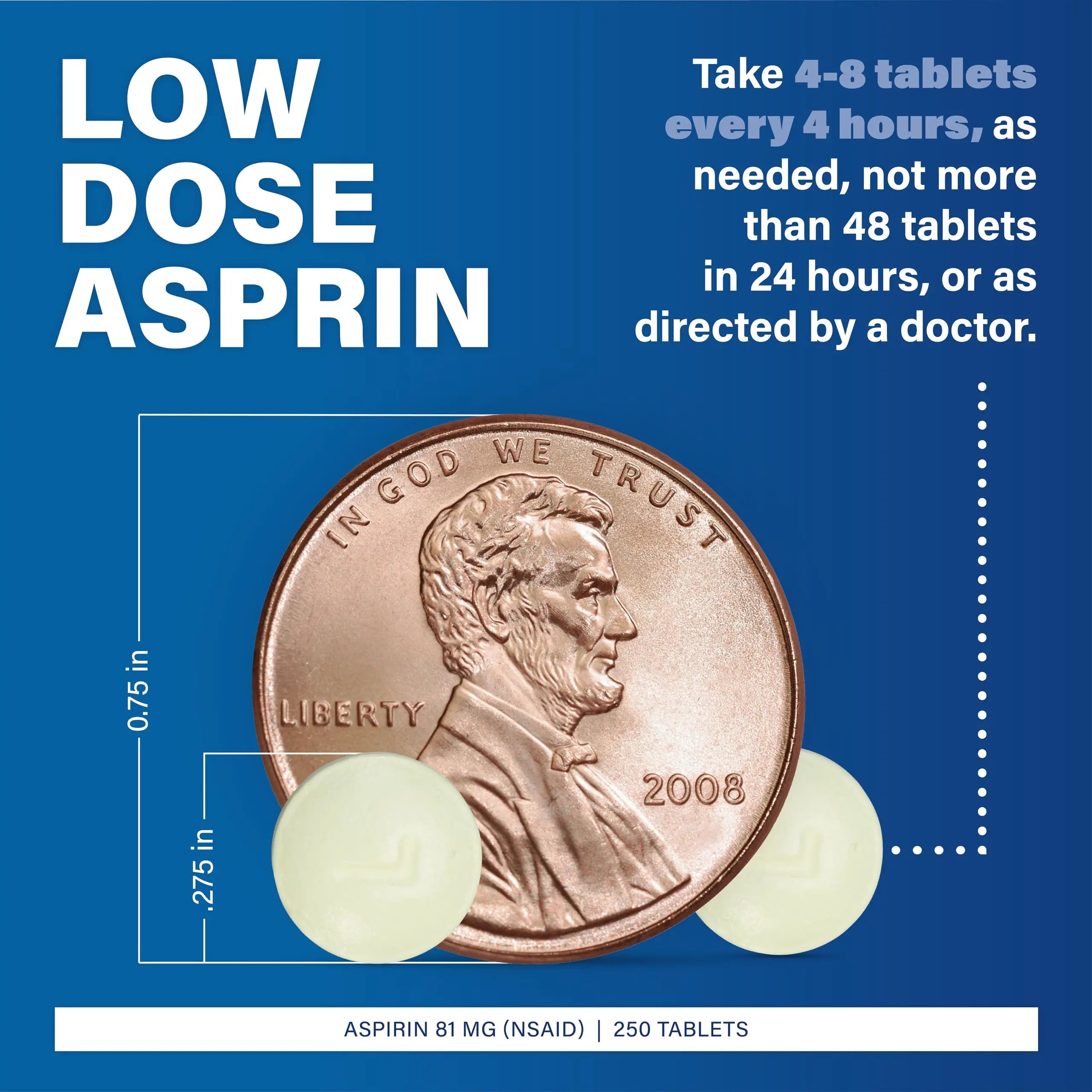 MAJOR Aspirin Low Dose 81 Mg - Pain Reliever (NSAID) - Enteric Coated - 250 Tablets MAJOR uk supplements