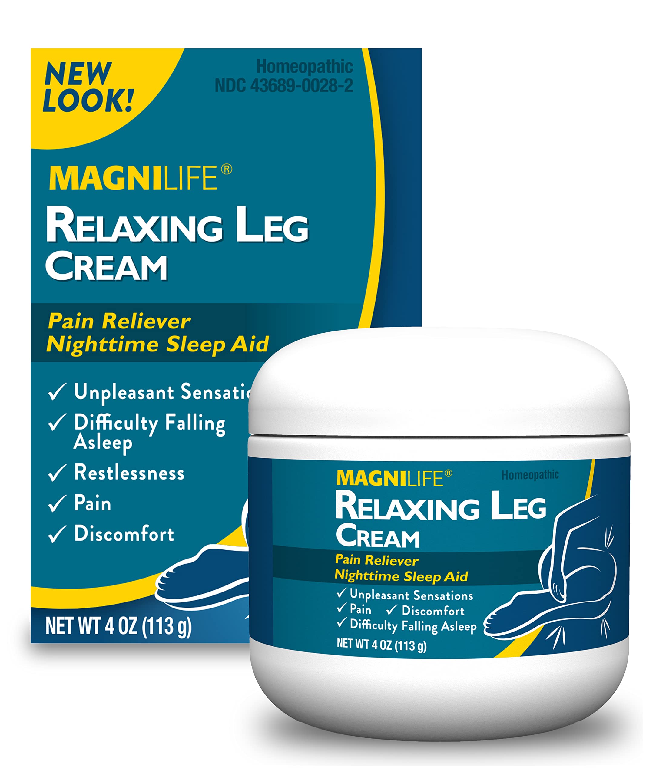 MagniLife Relaxing Leg Cream, Restless Legs, Deep Penetrating Topical for Pain, Naturally Soothe Cramping, Discomfort, and Tossing with Lavender and Magnesium - 4oz MagniLife uk supplements