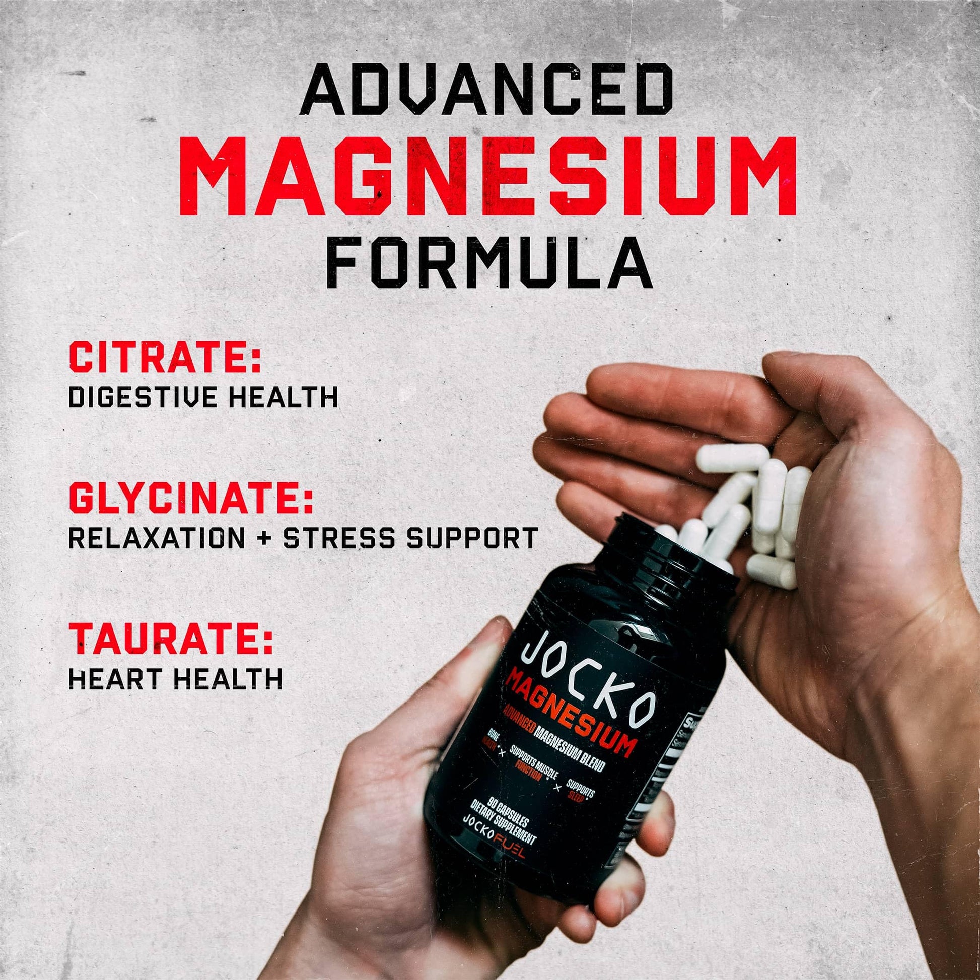 Jocko Fuel Magnesium Complex Supplement - Magnesium Glycinate, Citrate, & Taurate Capsules Dietary Supplement for Muscle Recovery & Relaxation, Heart, Nerve, Bone Support, & Sleep 30-Day Supply Jocko Fuel uk supplements
