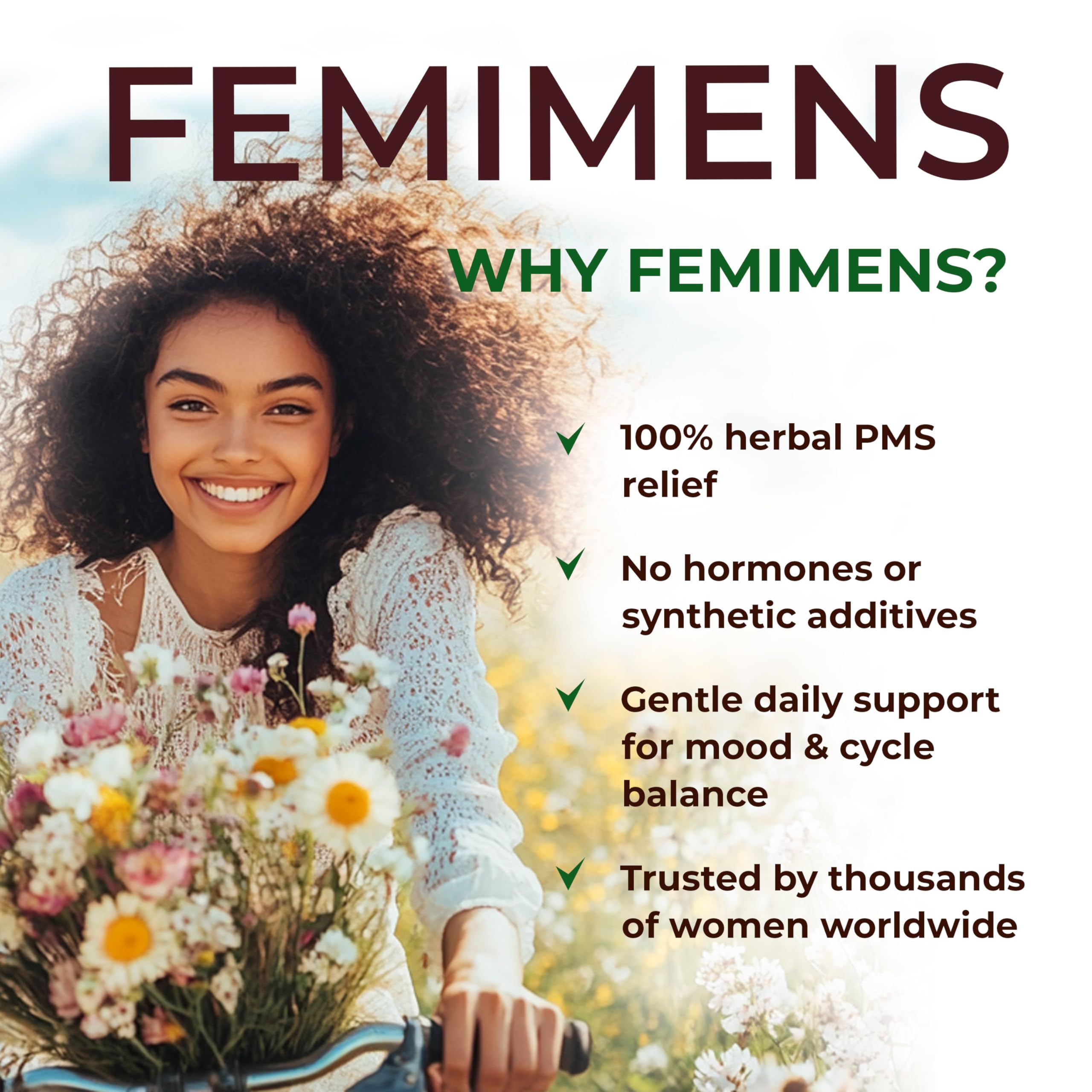 FEMIMENS – PMS Support Supplement for Women – PMS Relief for Women & Menstrual Cramp Relief – Hormonal Balance for Women – Chasteberry Vitex, Ashwagandha, Ginger, Fenugreek – 120 Vegan Capsules Ananta Medicare USA uk supplements
