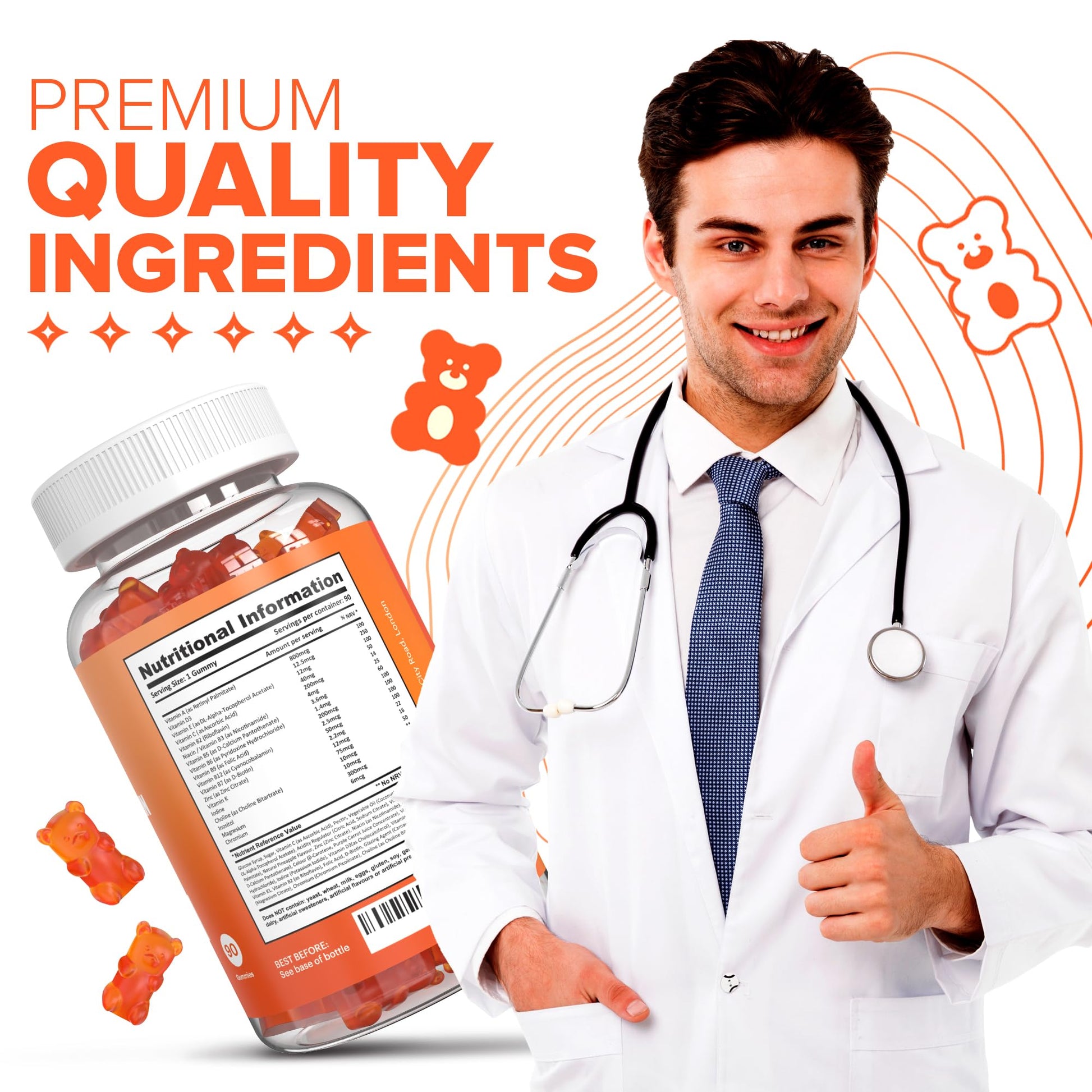 Multivitamin Gummies for Women & Men - 3 Months Supply - 18 Multivitamins & Minerals Vitammies uk supplements