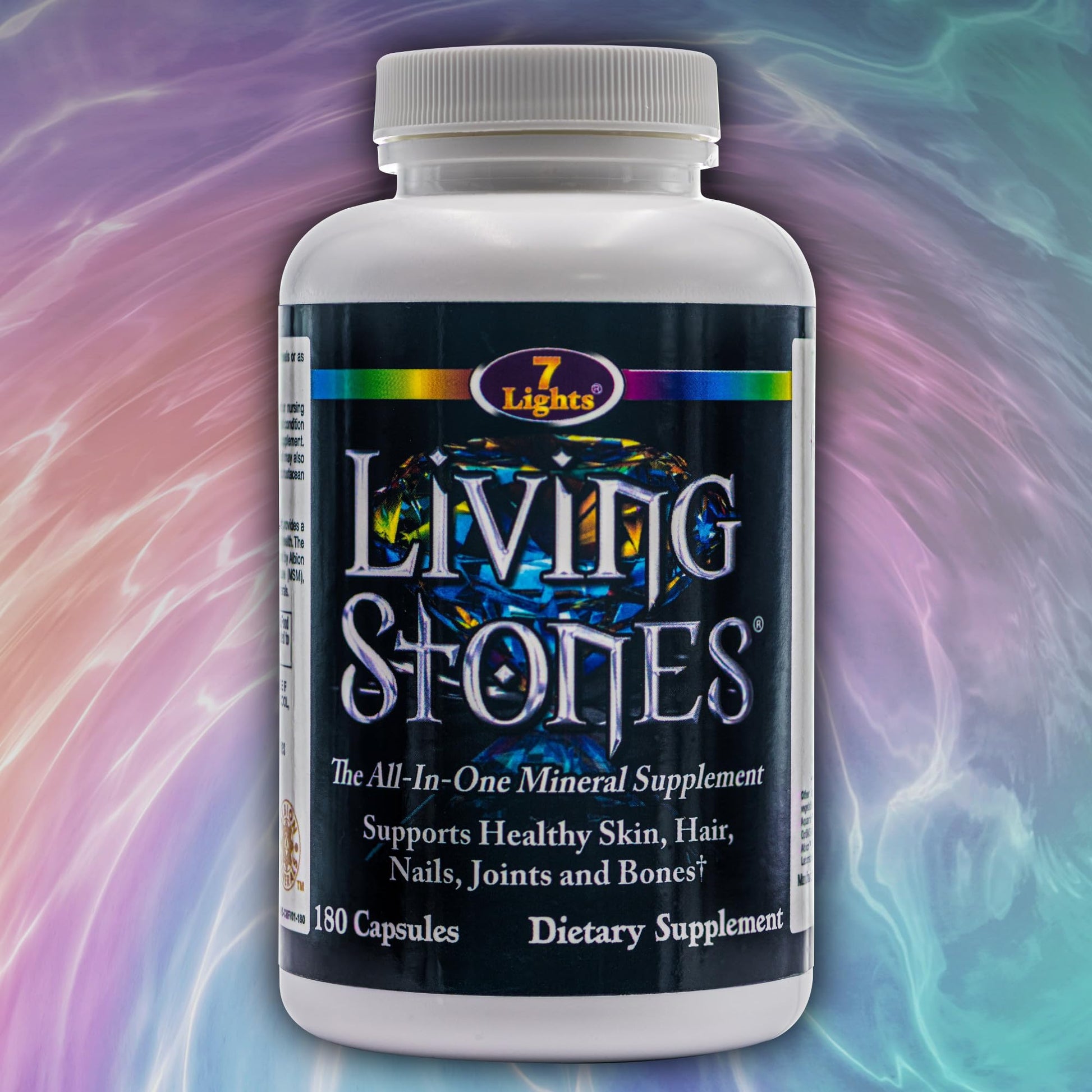 Living Stones, Complete Mineral Supplement with Zinc, Calcium, Magnesium, Selenium, Trace Minerals, No Added Iron, with MSM (Organic Sulfur) and Shilajit, Premium Absorption (30-Day Supply - 180 Caps) 7 Lights uk supplements