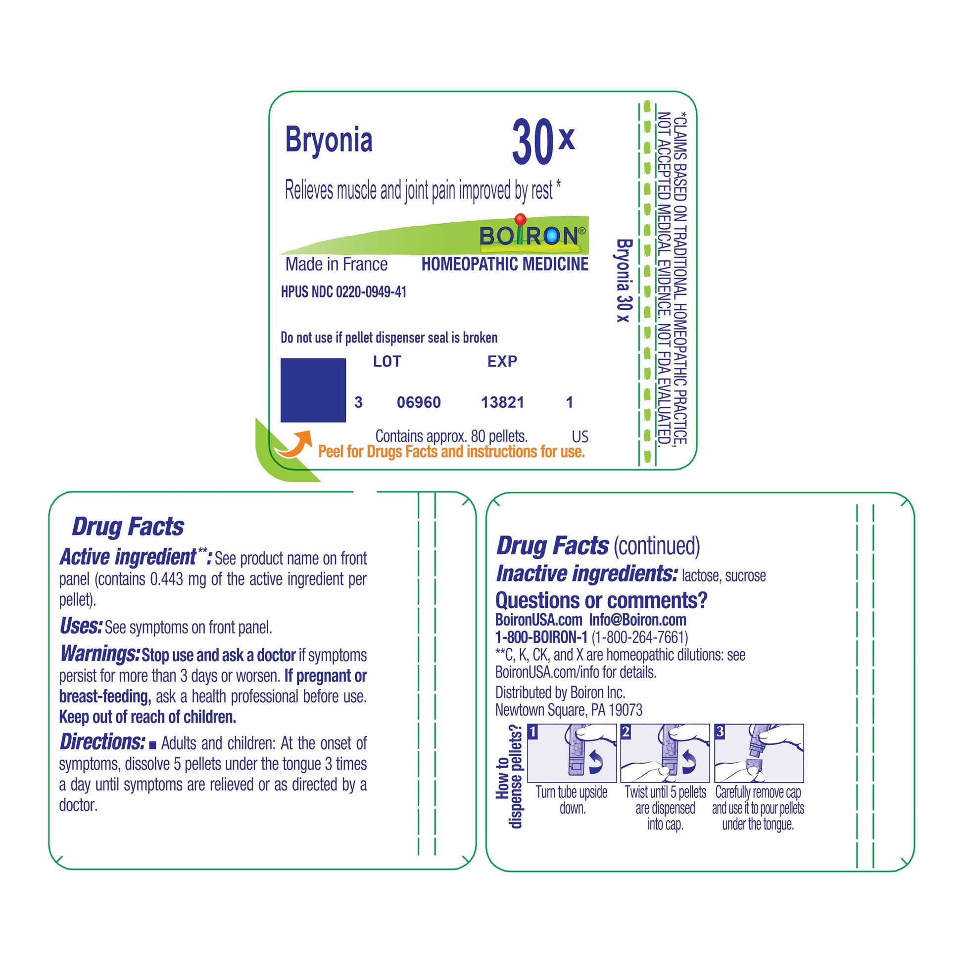 Boiron Bryonia 30X Homeopathic Medicine for Muscle & Joint Pain - 80 Pellets Boiron uk supplements