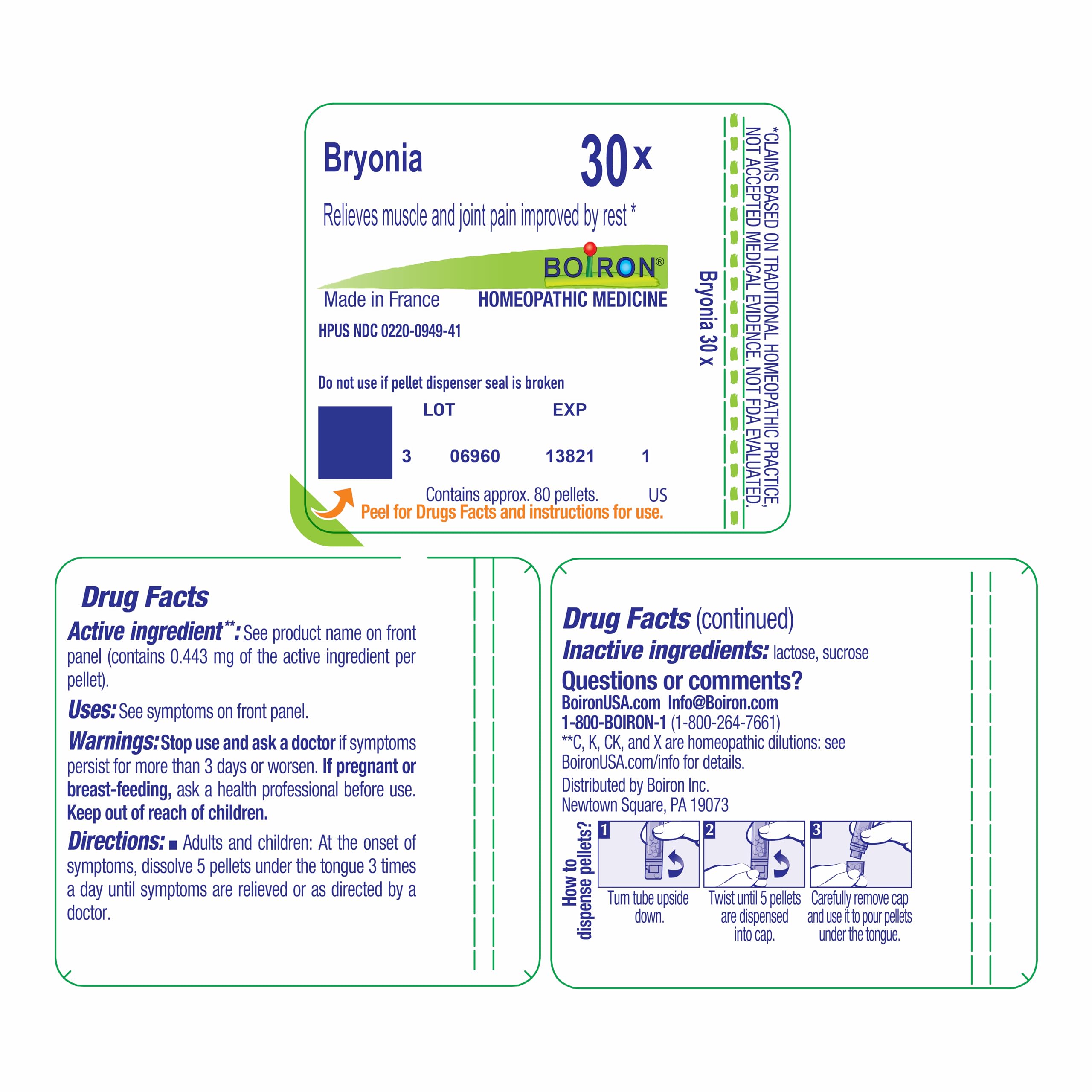 Boiron Bryonia 30X Homeopathic Medicine for Muscle & Joint Pain - 80 Pellets Boiron uk supplements