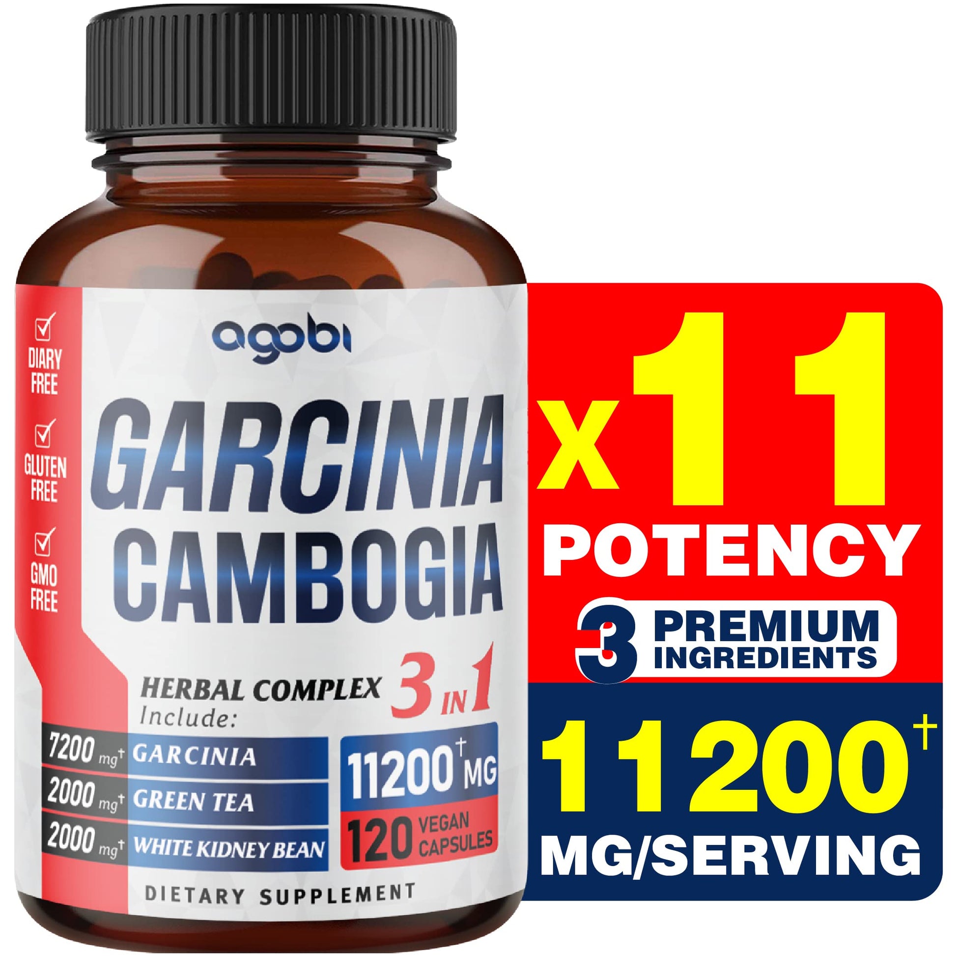 agobi 3in1 Garcinia Cambogia Extract Capsules - 11200mg Herbal Supplement for Body Health agobi uk supplements
