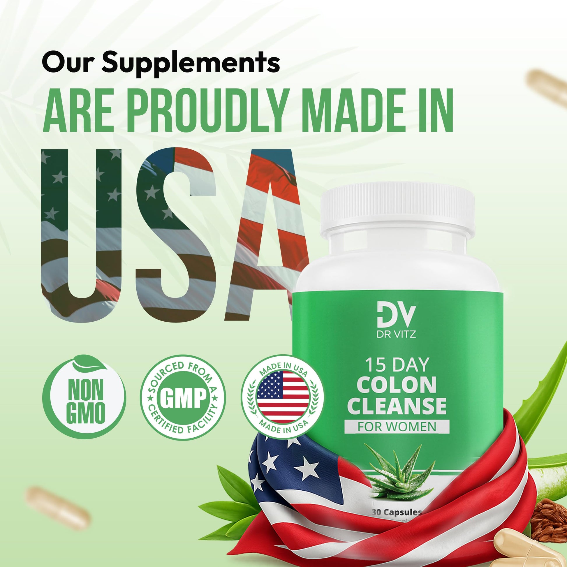 Dr Vitz 15 Day Colon Cleanse for Women – Natural Detox Pills with Herbs, Fiber & Probiotics – Bloating & Constipation Relief, Weight Loss & Gut Health Reset – 30 Capsules Dr Vitz uk supplements