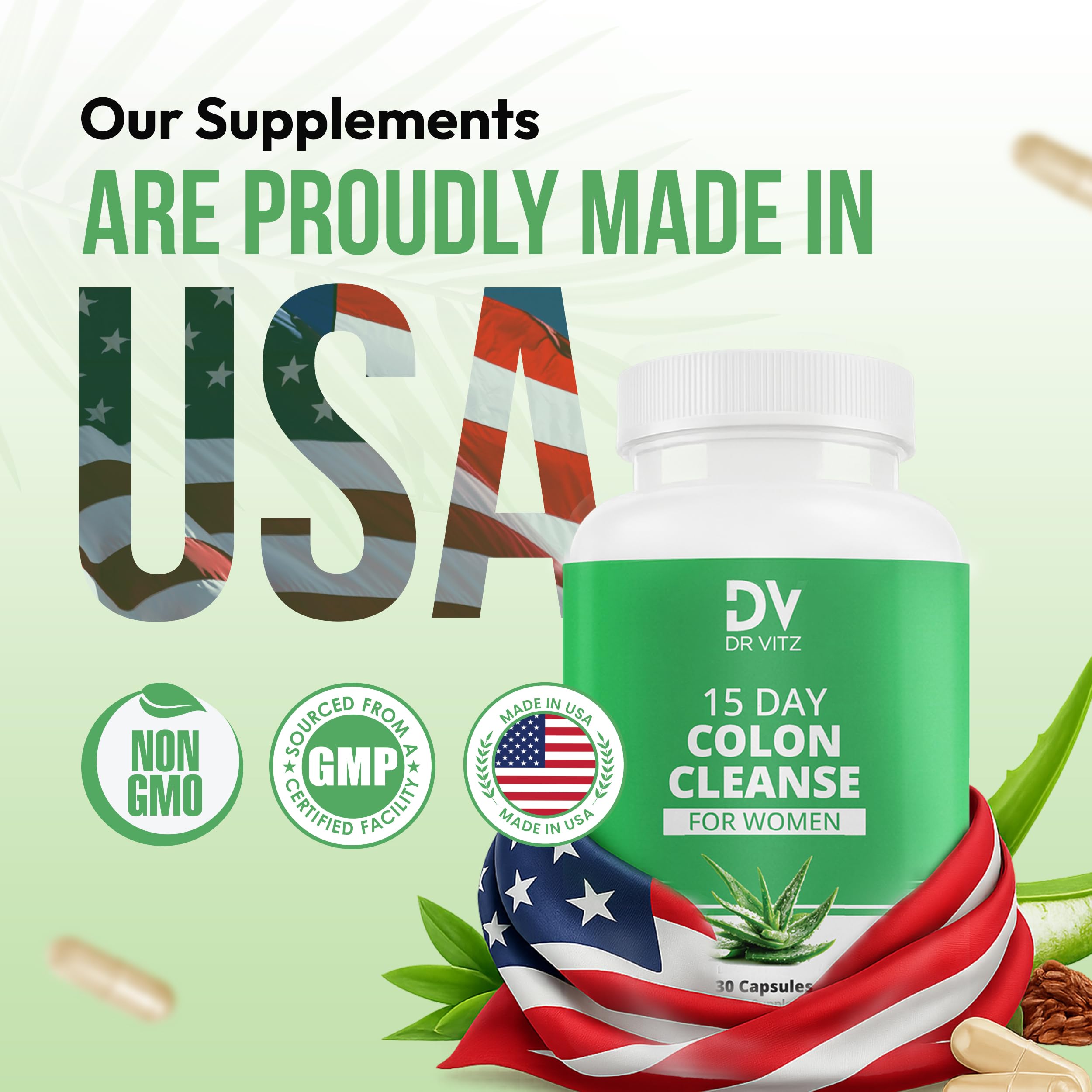 Dr Vitz 15 Day Colon Cleanse for Women – Natural Detox Pills with Herbs, Fiber & Probiotics – Bloating & Constipation Relief, Weight Loss & Gut Health Reset – 30 Capsules Dr Vitz uk supplements