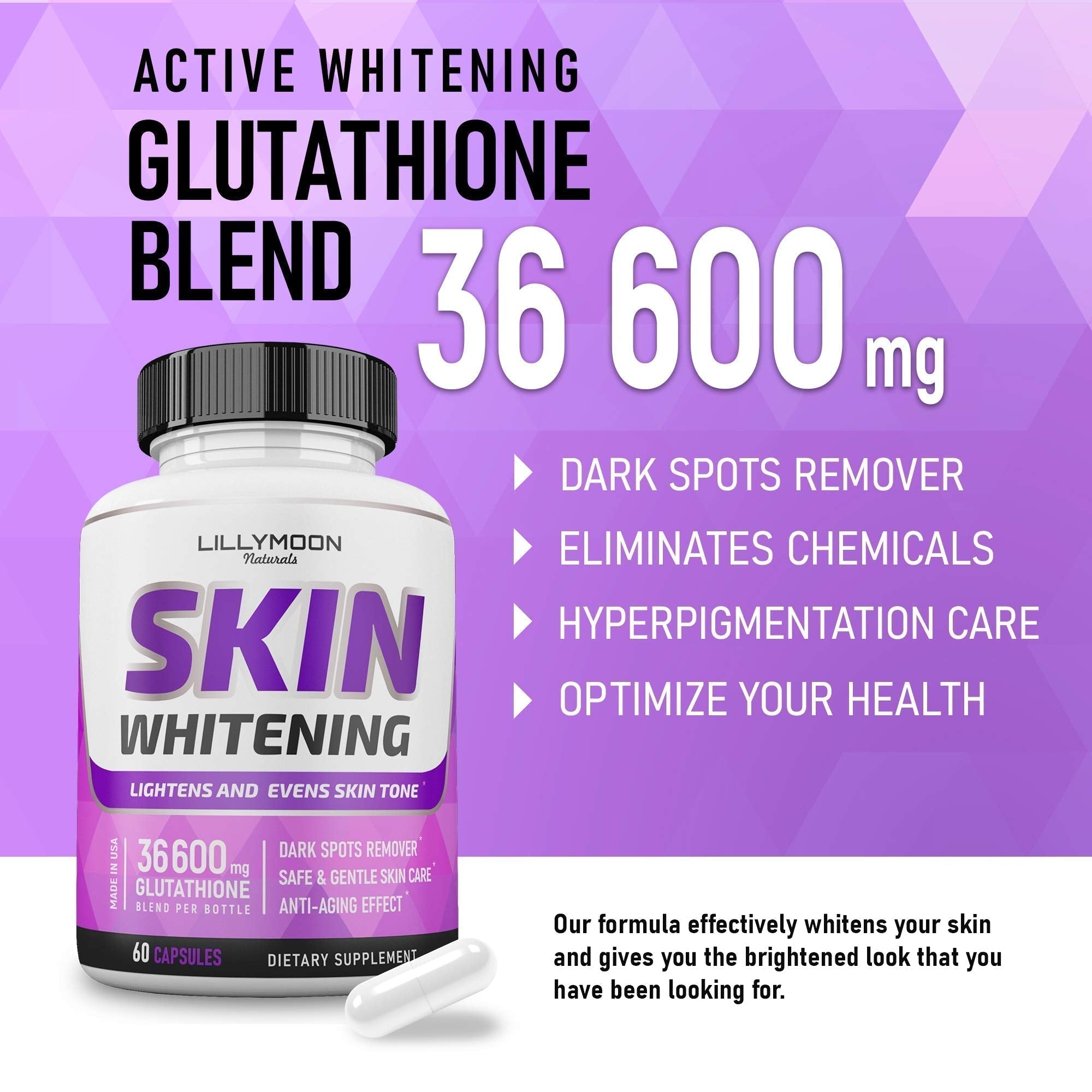LILYMOON Glutathione Whitening Pills Skin Lightening Pills - Skin Whitening Formula LILYMOON uk supplements