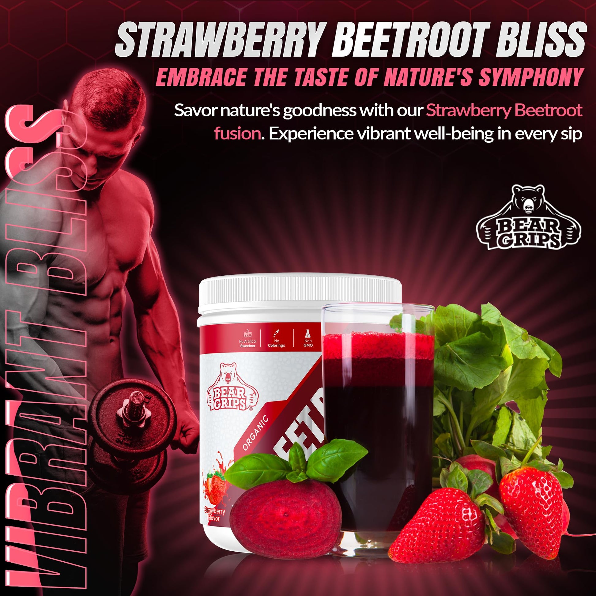 Organic Beet Root Powder - Nitric Oxide Supplement Super Food Beets Supplements Bear Grips uk supplements