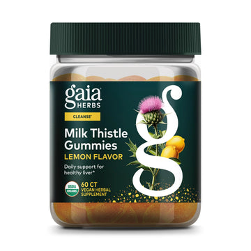 Gaia Herbs Milk Thistle Gummies - Herbal Supplement with Antioxidant Properties for Liver Health & Liver Detox - Lemon Flavored - 60 Vegan Gummies Gaia Herbs uk supplements