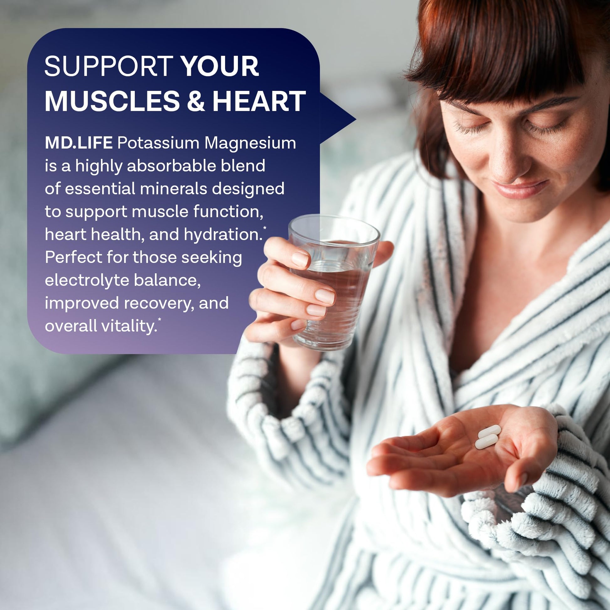 MD. Life Potassium Magnesium Supplement - 30 Capsules - High Absorption Magnesium Complex - Potassium Supplement to Support Vascular Health & Leg Cramp MD.LIFE uk supplements
