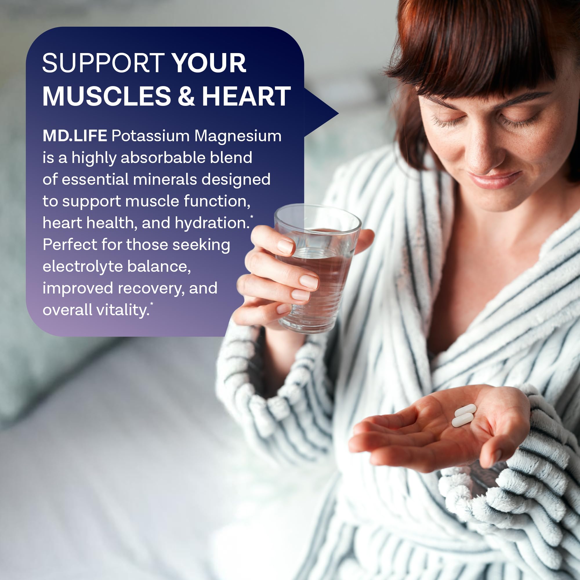 MD. Life Potassium Magnesium Supplement - 30 Capsules - High Absorption Magnesium Complex - Potassium Supplement to Support Vascular Health & Leg Cramp MD.LIFE uk supplements