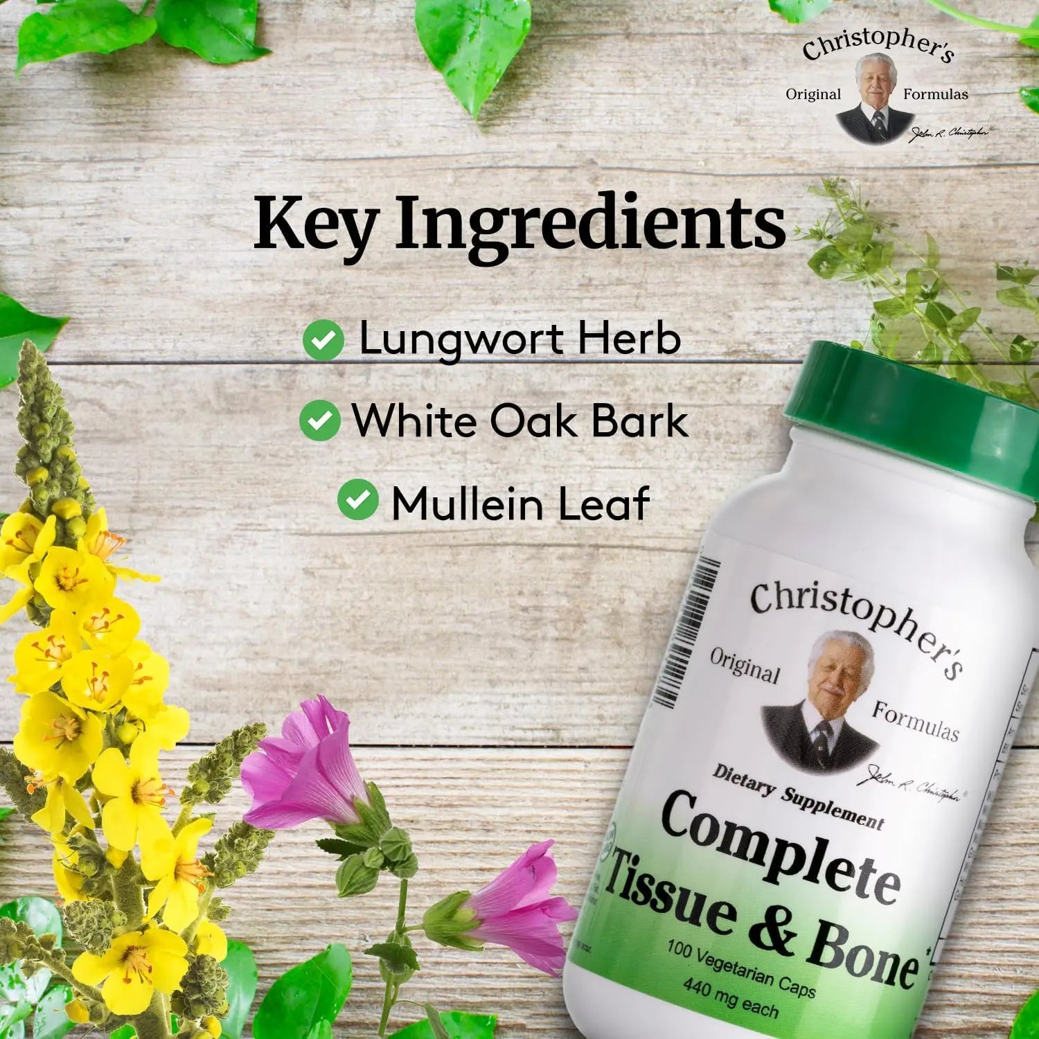 Christopher's Original Formulas Complete Tissue & Bone Formula – 100 VCaps | Herbal Support for Bones & Connective Tissue - Pack of 2 Christopher's Original Formulas uk supplements