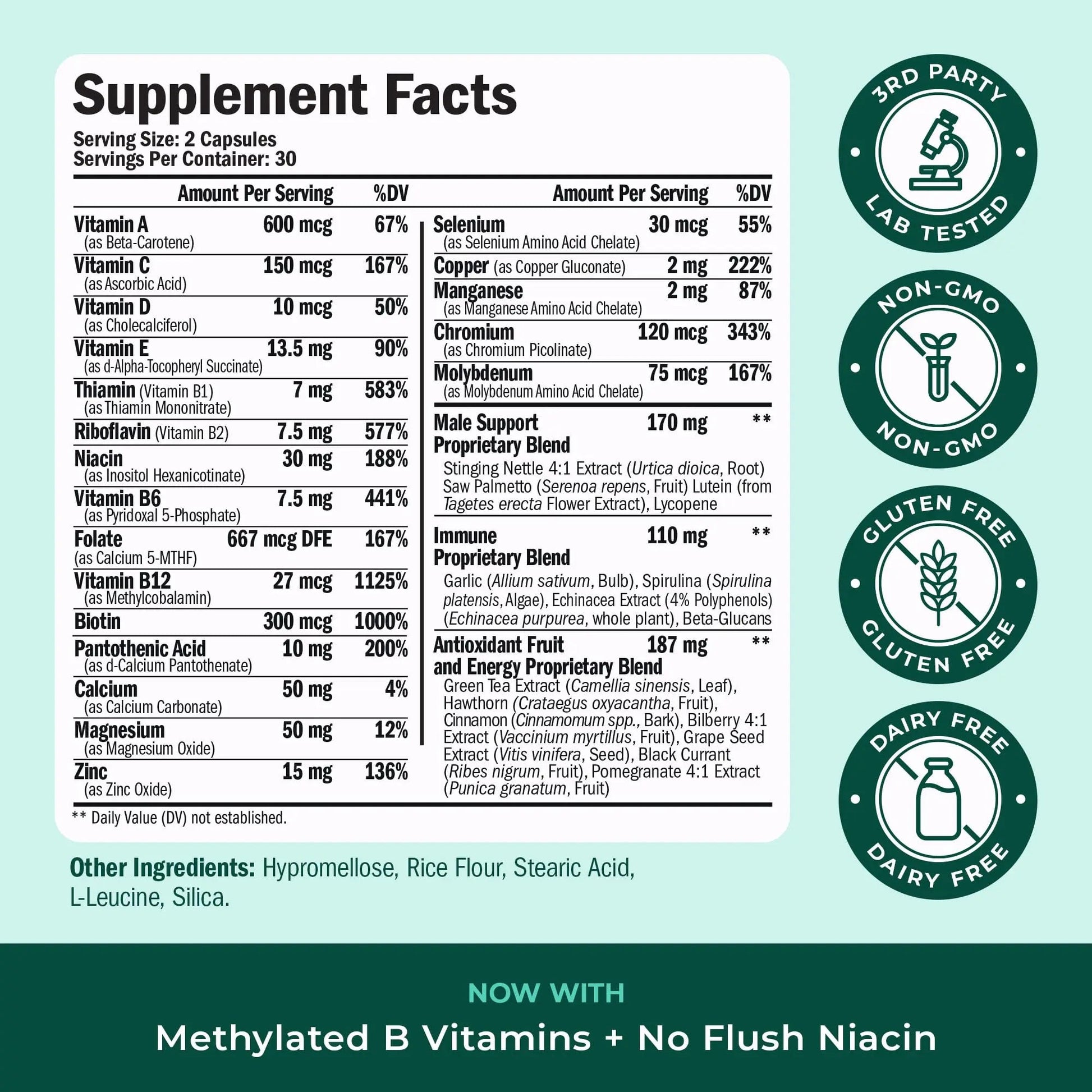 Methylated Multivitamin for Men with Bioavailable Vitamins, Chelated Minerals, Vitamin D, B12, C, A & Zinc for Energy, Focus and Immune Health Vimerson Health uk supplements