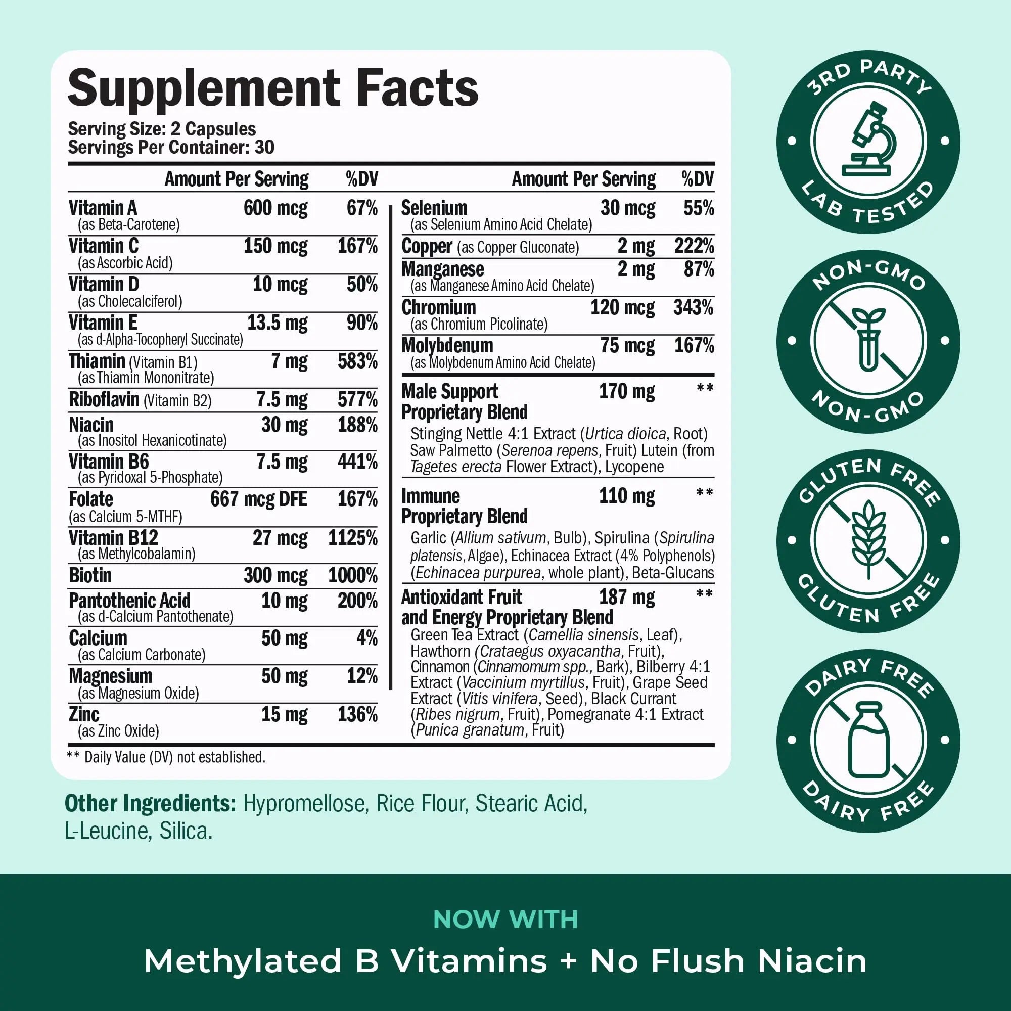 Methylated Multivitamin for Men with Bioavailable Vitamins, Chelated Minerals, Vitamin D, B12, C, A & Zinc for Energy, Focus and Immune Health Vimerson Health uk supplements