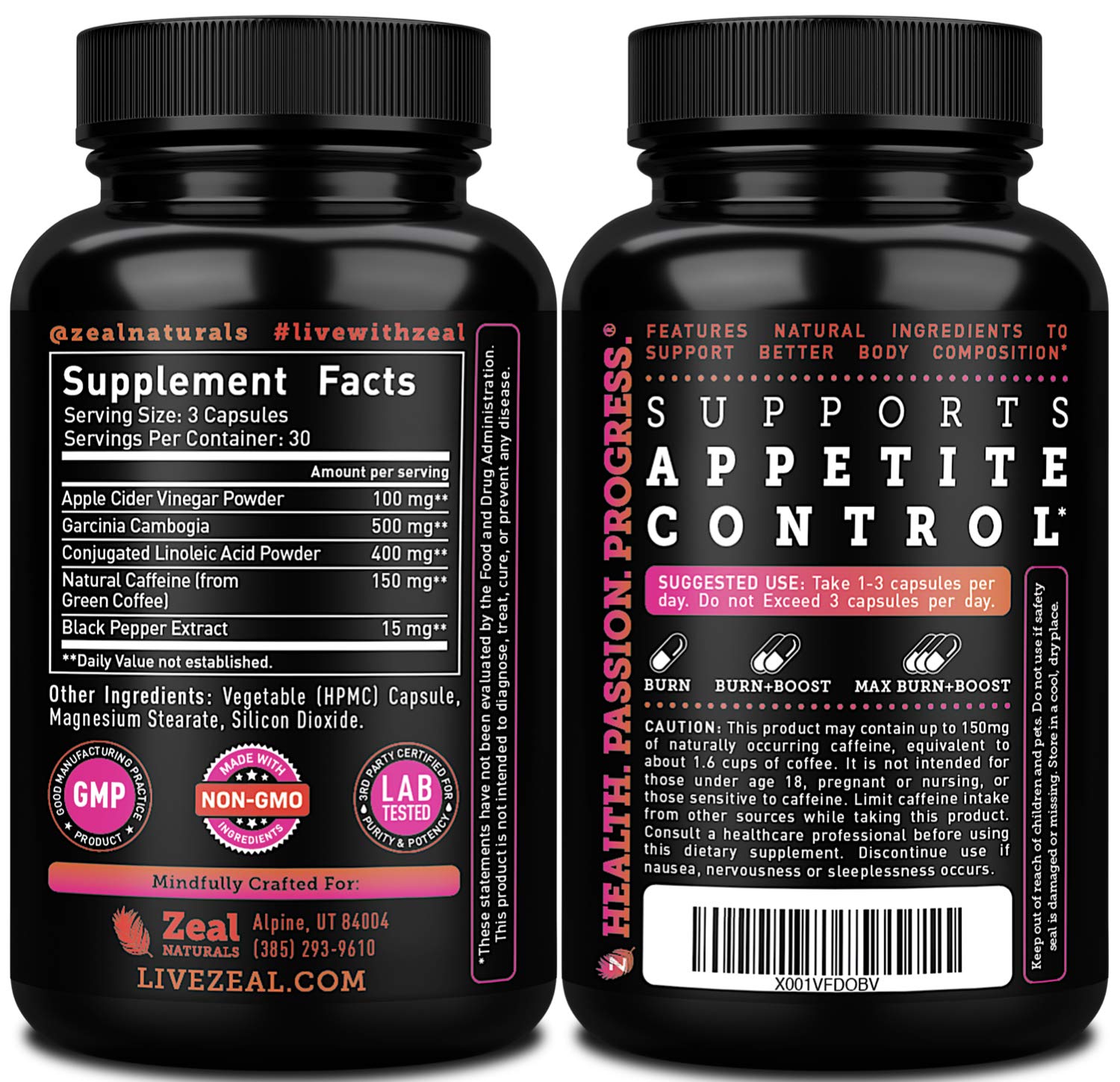 Apple Cider Vinegar Weight Management Pills for Women - Garcinia Cambogia + w. CLA Zeal Naturals uk supplements