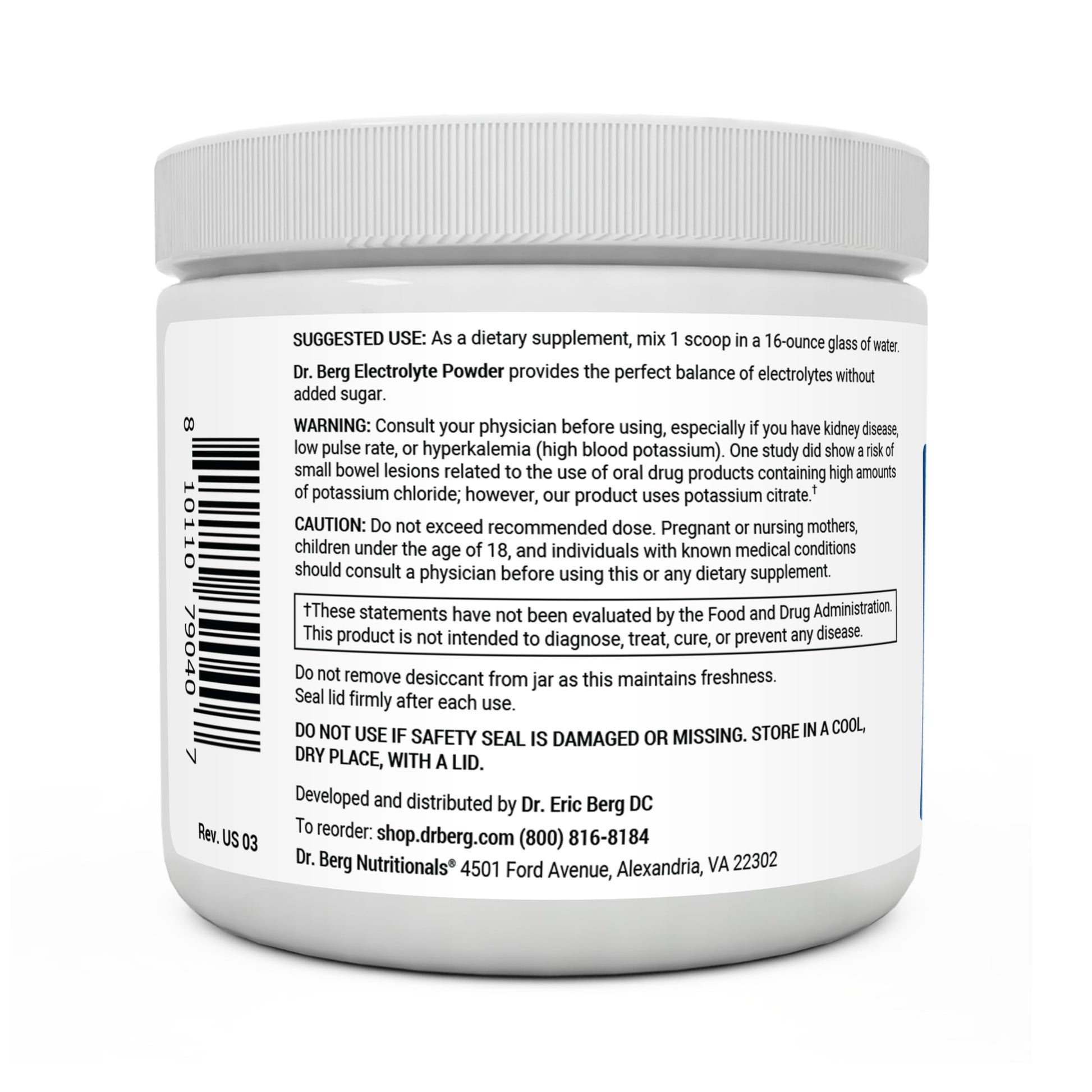 Dr. Berg Hydration Keto Electrolyte Powder - Enhanced w/ 1,000mg of Potassium Dr. Berg Nutritionals uk supplements