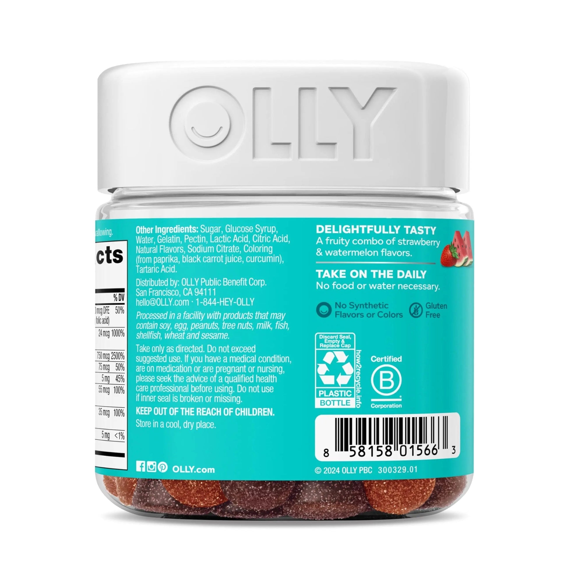 OLLY Teen Girl Multi Gummy, Healthy Skin and Immune Support, 15 Essential Vitamins, Biotin, Zinc, Calcium, Chewable Multivitamin OLLY uk supplements