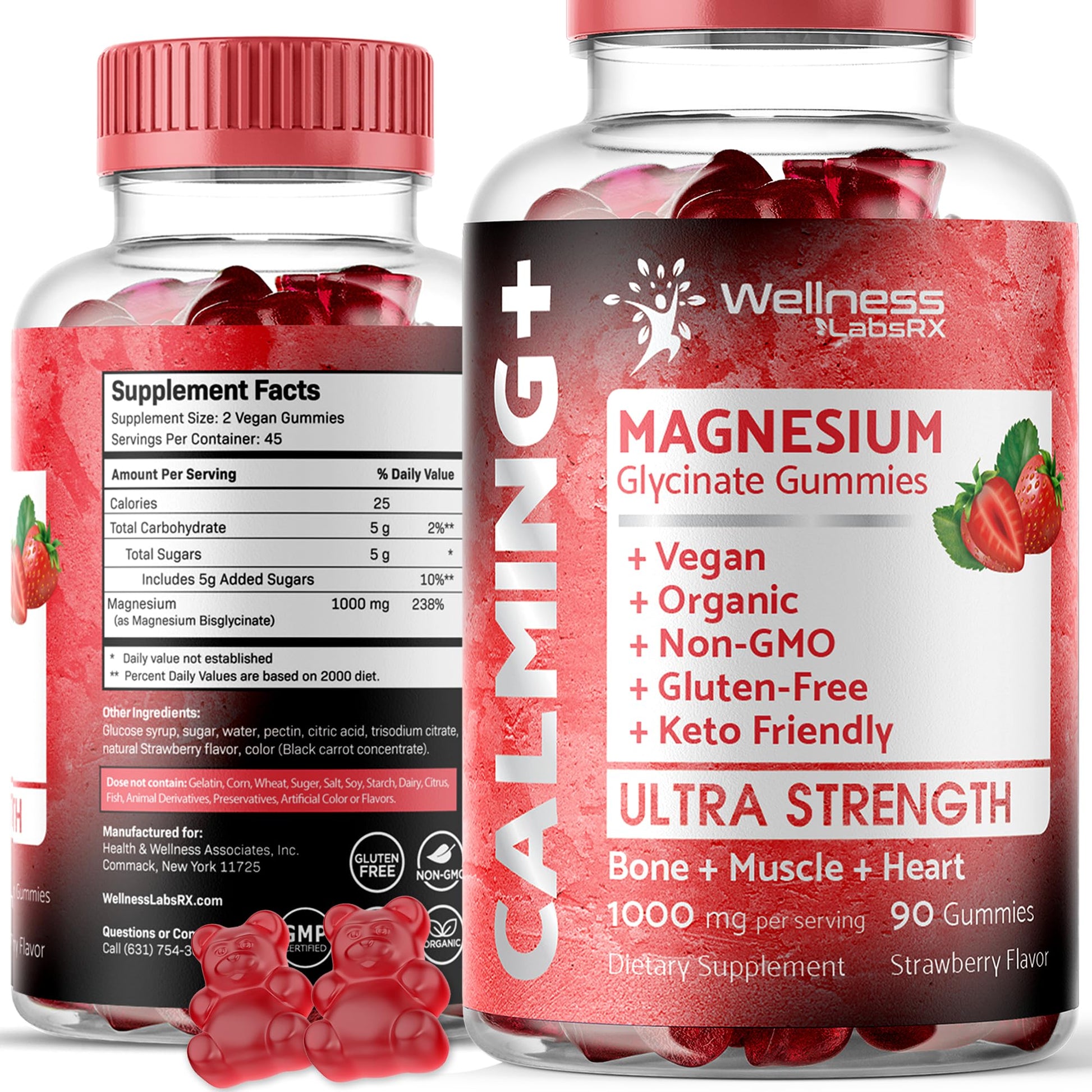 Magnesium Glycinate Gummies - 1000 mg - Magnesium Supplement to Support WELLNESS LABSRX uk supplements
