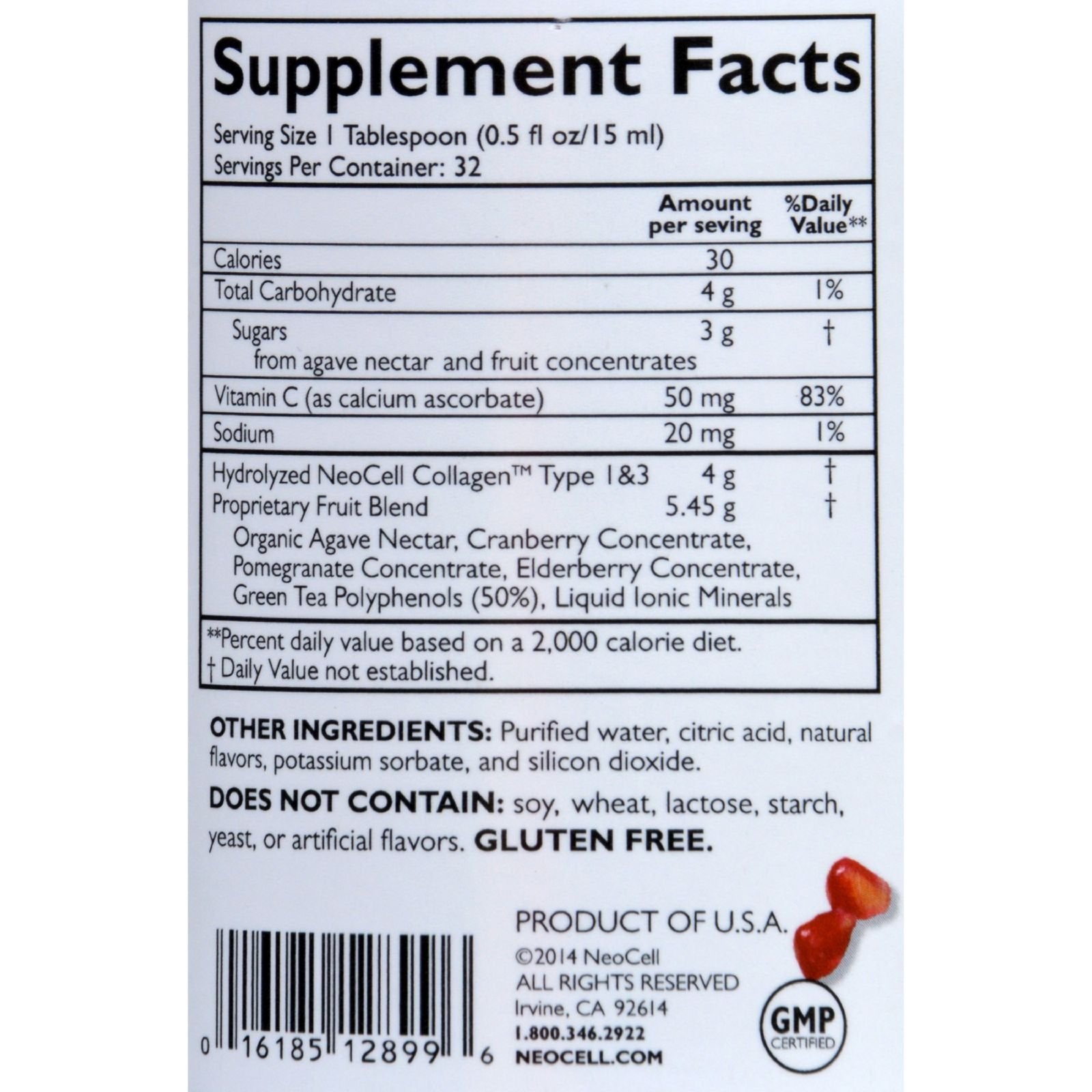 Collagen+C Pomegranate 16 Ounces Neocell uk supplements