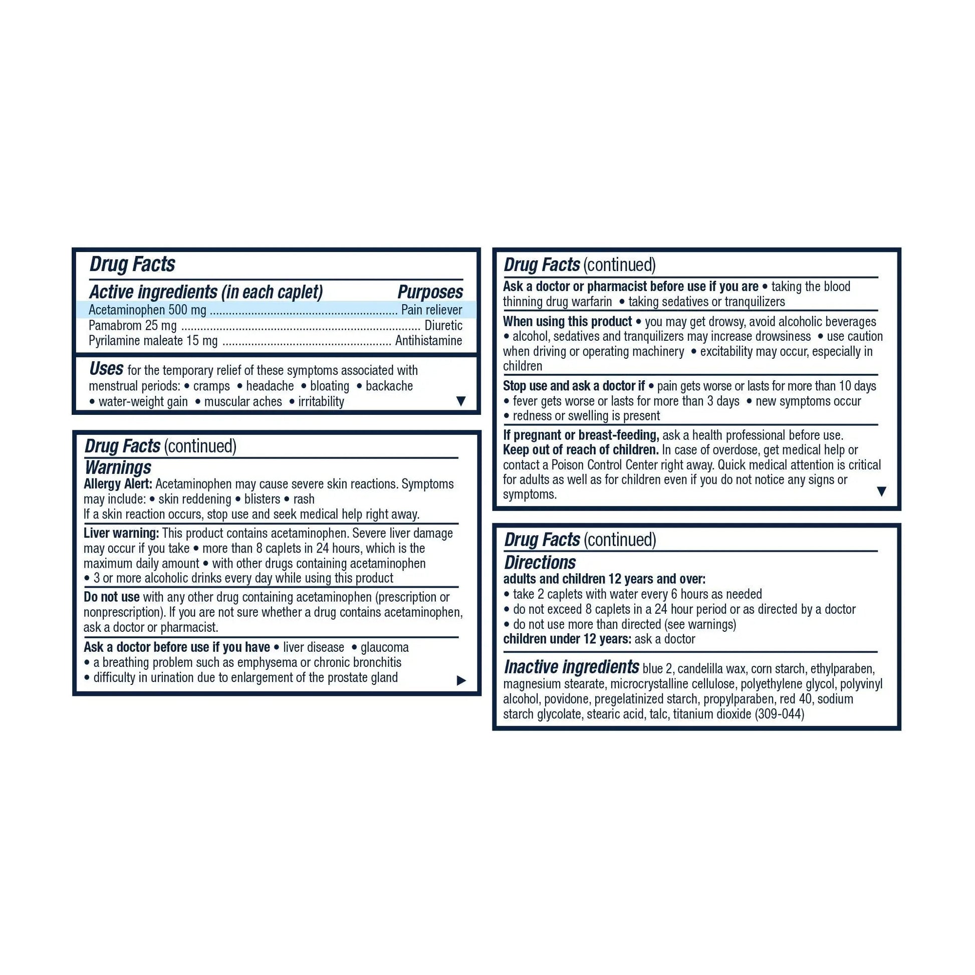 Pamprin Multi-Symptom Formula, with Acetaminophen, Menstrual Period Symptoms Relief, 20 Caplets (Pack of 3) Pamprin uk supplements