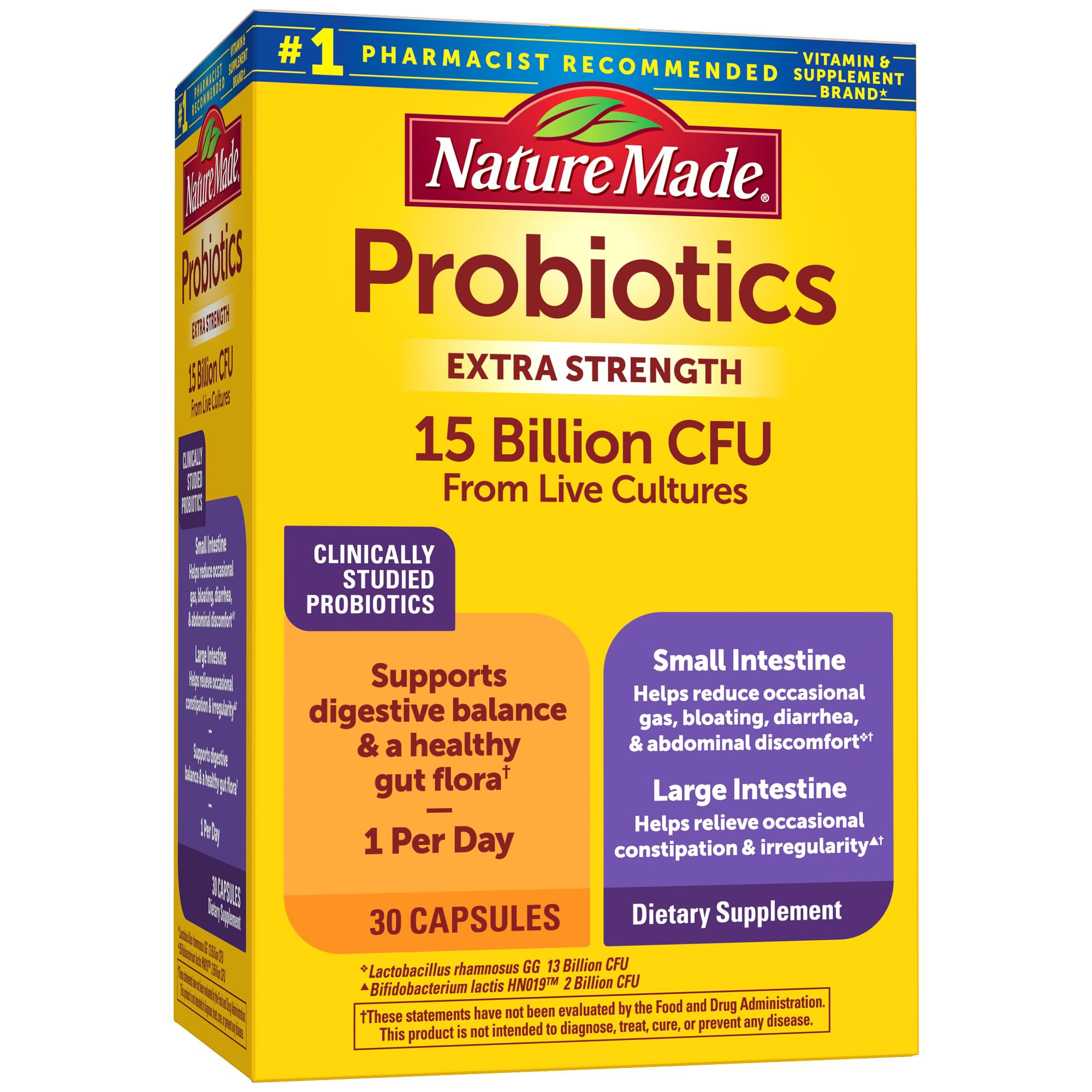 Nature Made Probiotics for Digestive Health Extra Strength 15 Billion CFU from Live Cultures, Probiotics for Women and Men, 30 Probiotic Capsules, 30 Day Supply Nature Made uk supplements