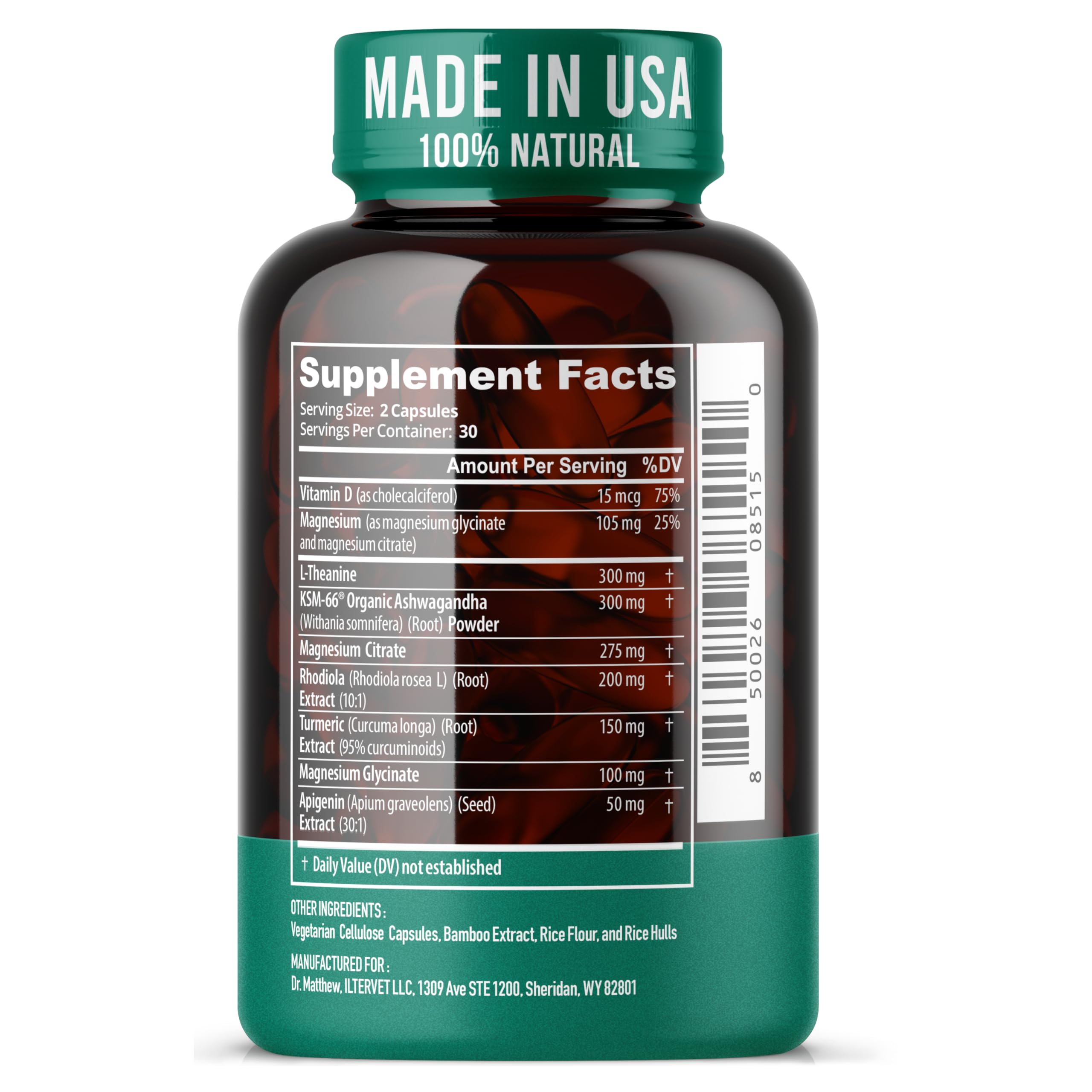 Cortisol Reducer & Adrenal Support Supplement–Natural Stress Relief with Ashwagandha KSM-66, Magnesium Glycinate & Citrate, L-Theanine, Rhodiola, Apigenin, Turmeric & Vitamin D3–Calm Mood & Relaxation Dr. Matthew uk supplements