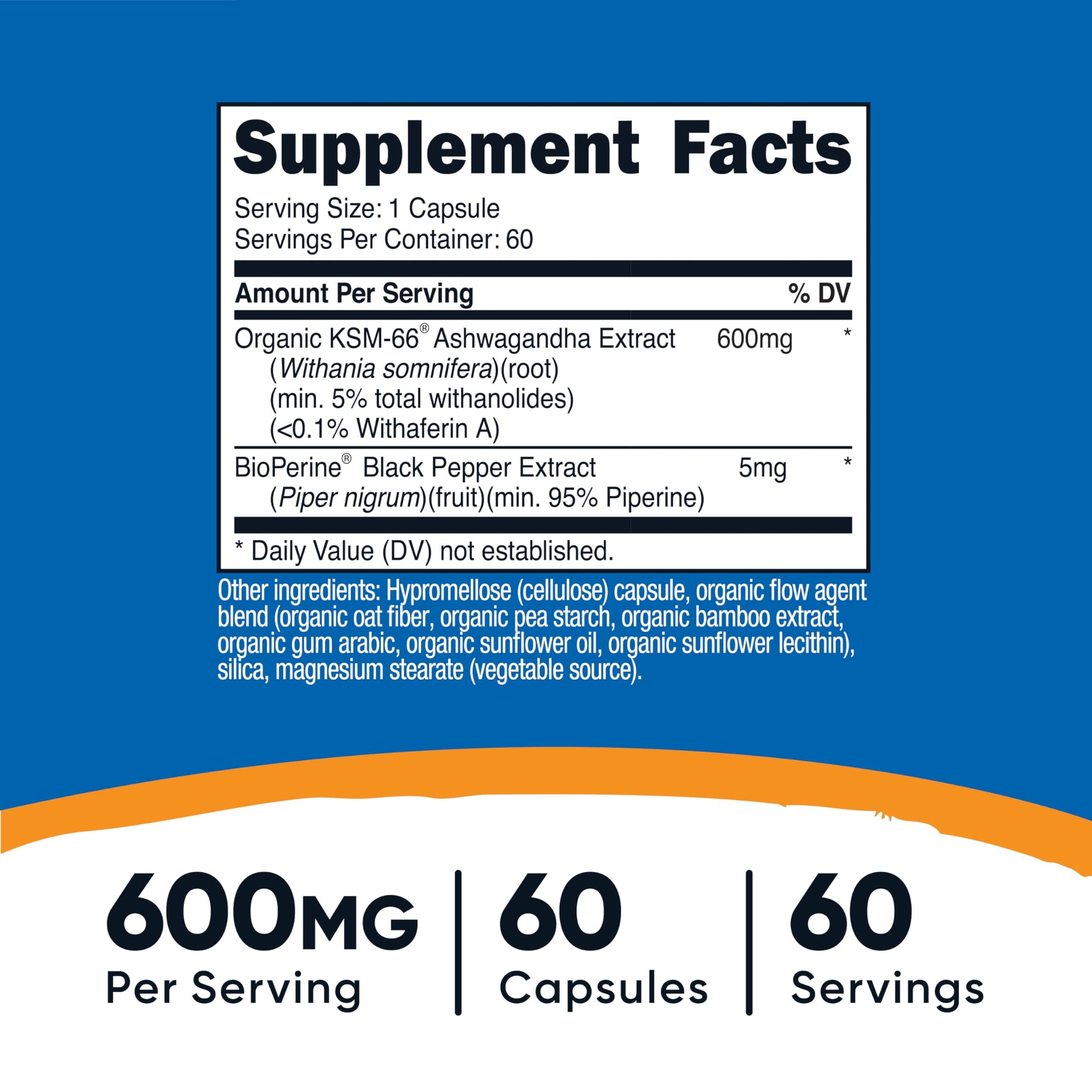Nutricost KSM-66 Ashwagandha Root Extract 600mg, 60 Veggie Caps - 5% Withanolides - with BioPerine - Full-Spectrum Root Extract Nutricost uk supplements