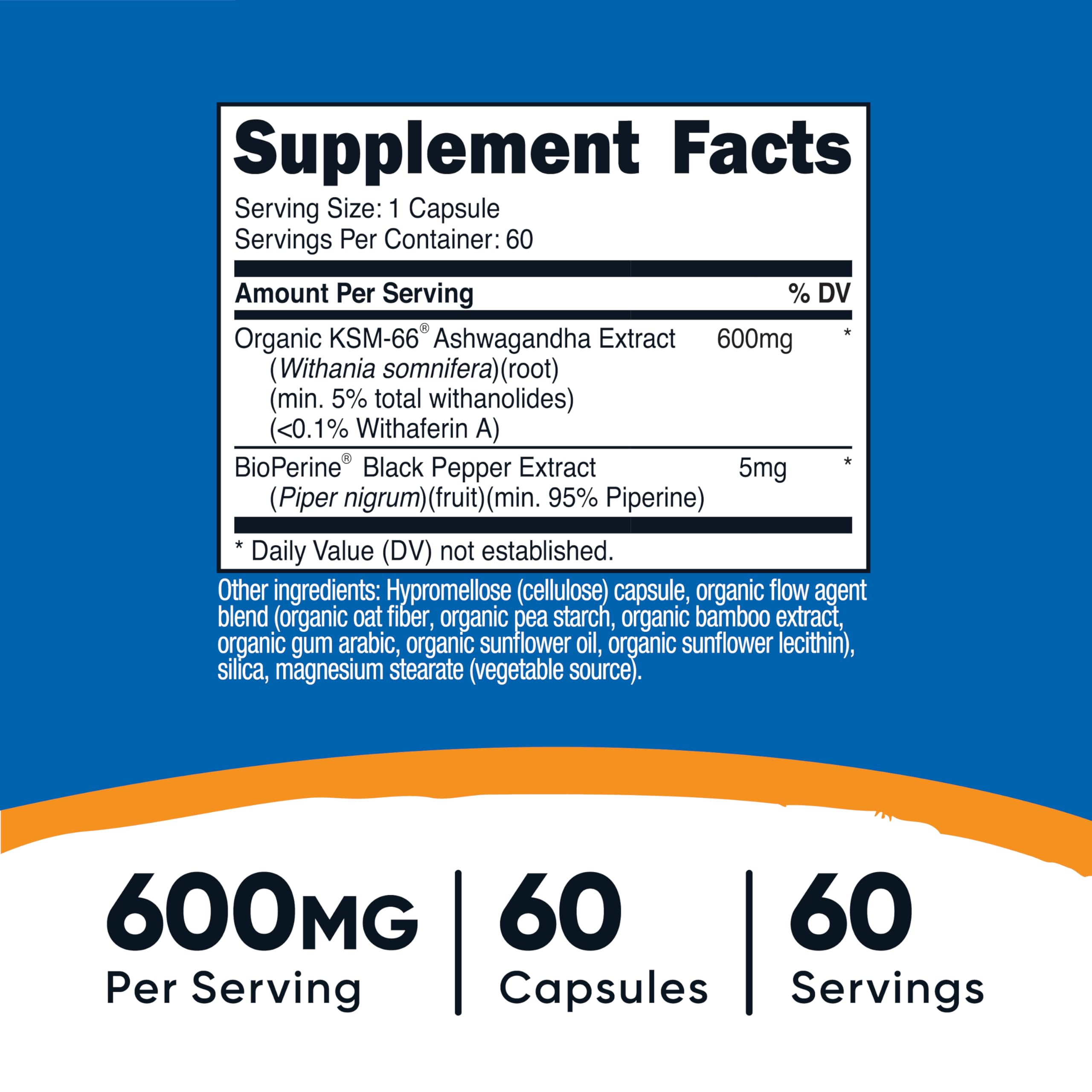 Nutricost KSM-66 Ashwagandha Root Extract 600mg, 60 Veggie Caps - 5% Withanolides - with BioPerine - Full-Spectrum Root Extract Nutricost uk supplements