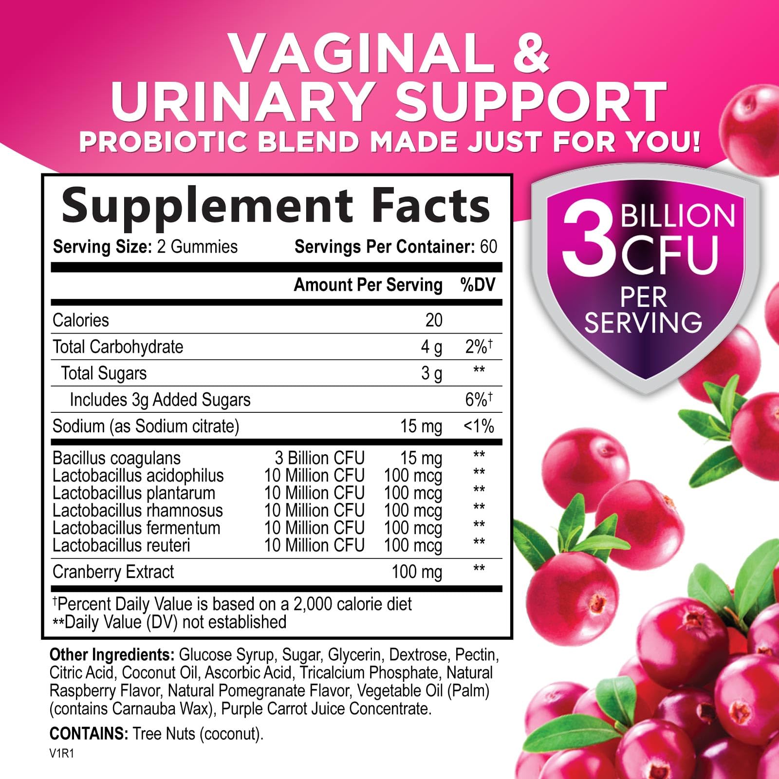 Probiotics for Women + Cranberry - 3 Billion CFU Guaranteed & 6 Vegan Strains for Women's Hello Lovely! uk supplements