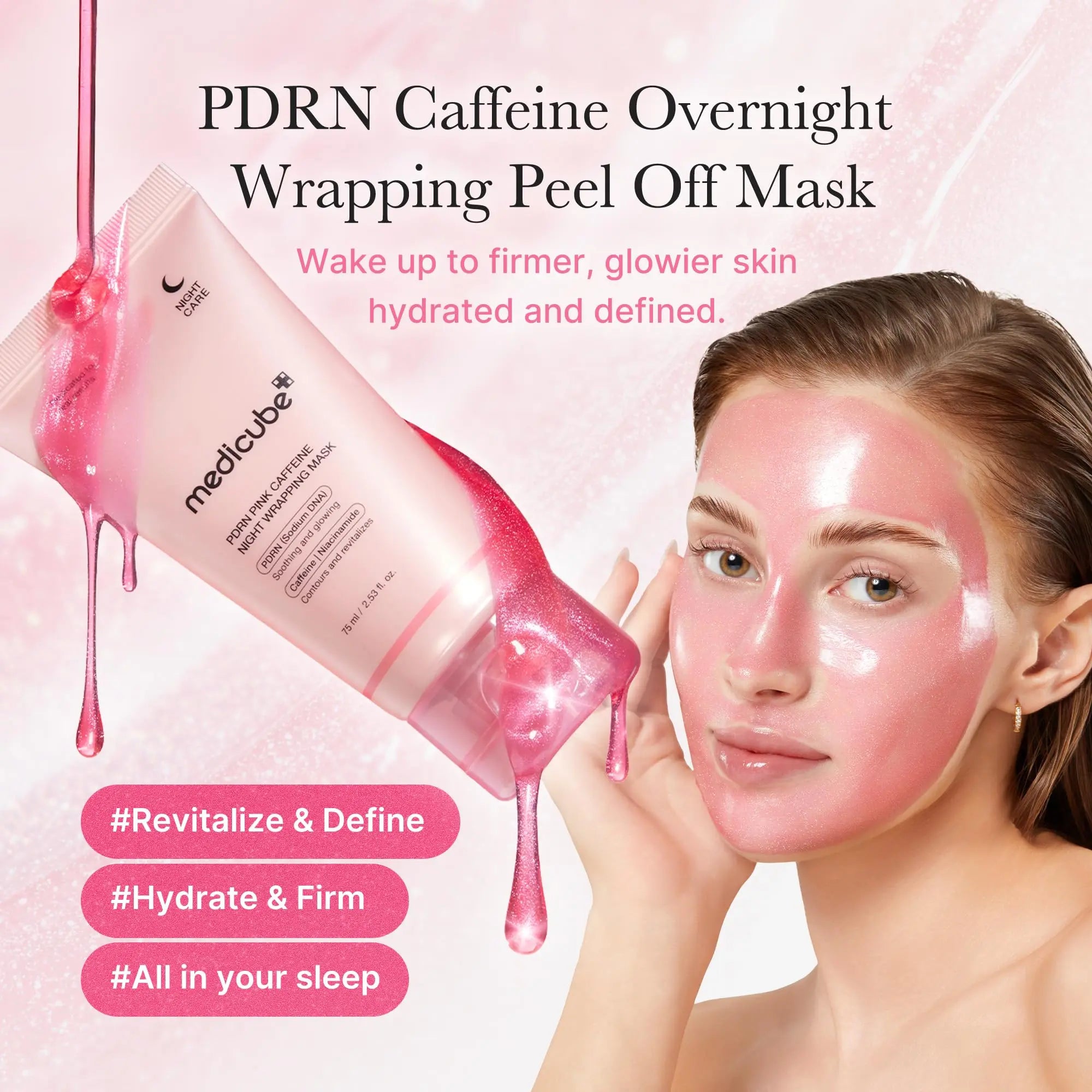 medicube Wrapping Mask PDRN Caffeine Overnight Peel Off Facial Mask | Firming, Depuffing & Hydration | Caffeine, Collagen For Refined, Glass Skin & Face Contour Support | Korean Skin Care, 2.53 fl.oz medicube uk supplements
