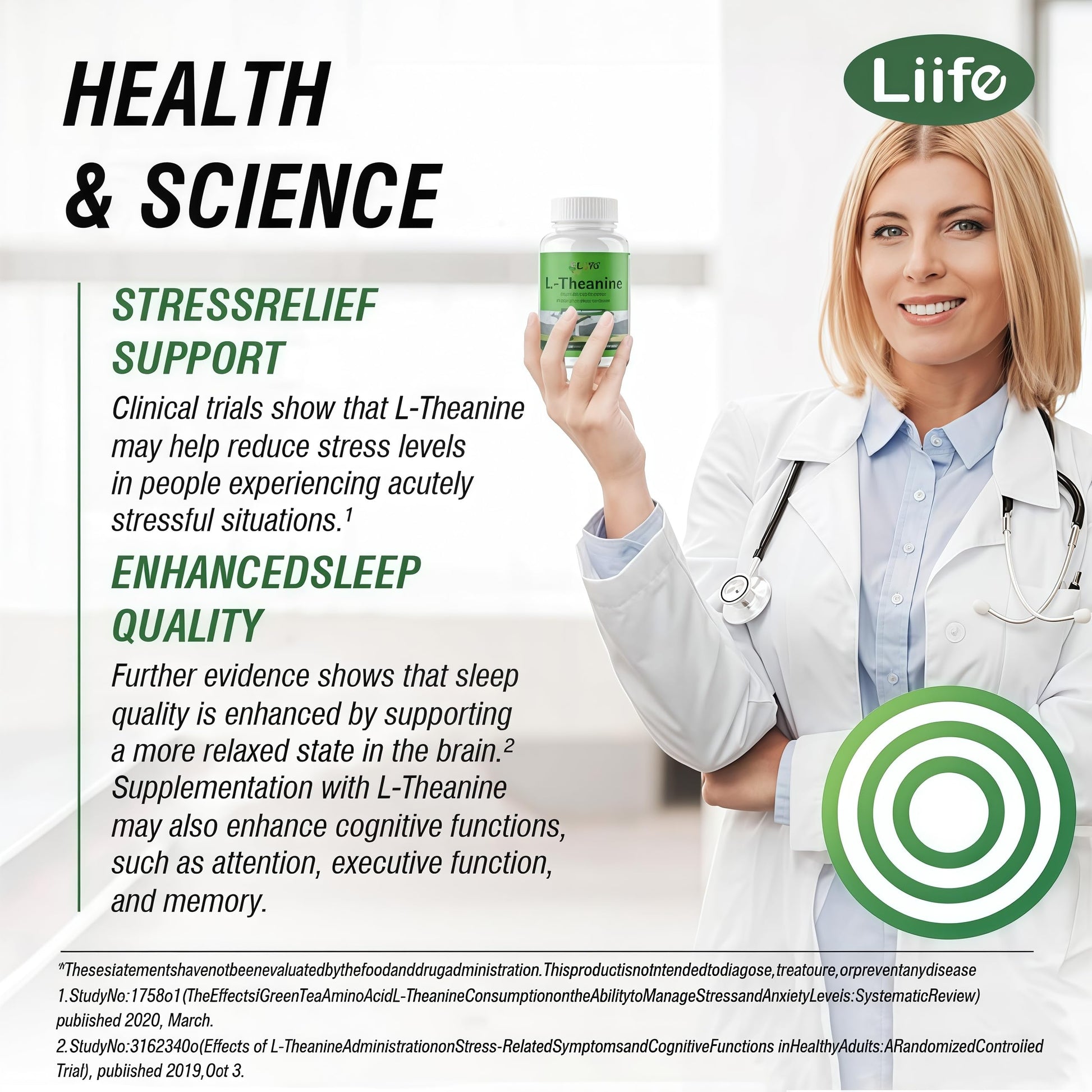 LIIFE L-Theanine (Suntheanine®) with GABA– 60 Veggie Capsules Support with Magnesium & Black Pepper for a Healthy Stress Response, Relaxation, and Focus Increases Brain Alpha-Wave Production* LIIFE uk supplements