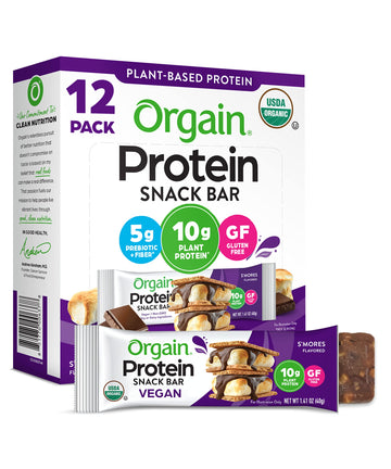 Orgain Organic Vegan Protein Bars, Smores - 10g Plant Based Protein, Gluten Free Snack Orgain uk supplements