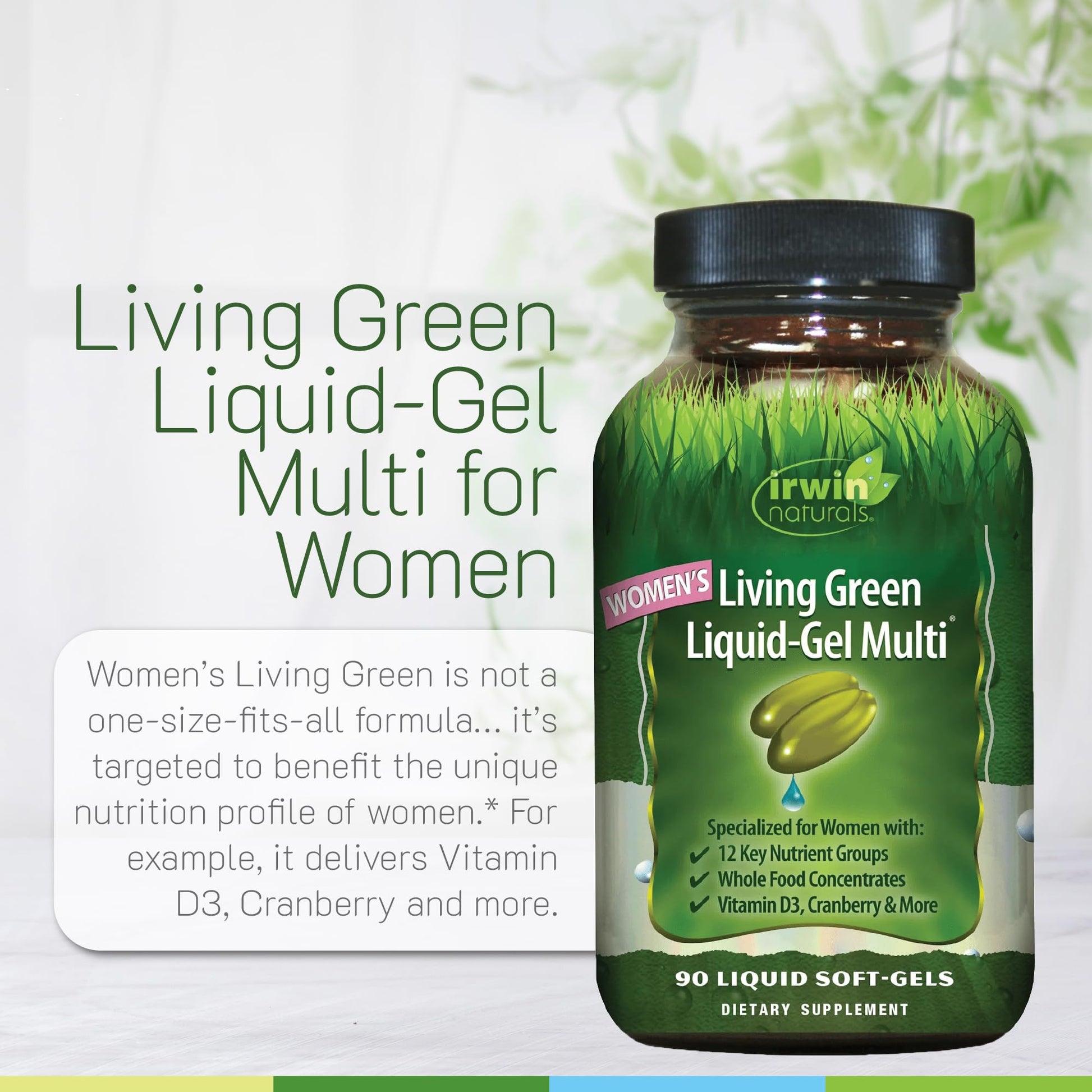 Irwin Naturals Women’s Living Green Liquid-Gel Multi - Whole Food Multivitamin for Women with 70 Nutrients, Omega Oils & Greens Blend - Liquid Soft-Gels with BioPerine® for Absorption - 120 Count Irwin Naturals uk supplements