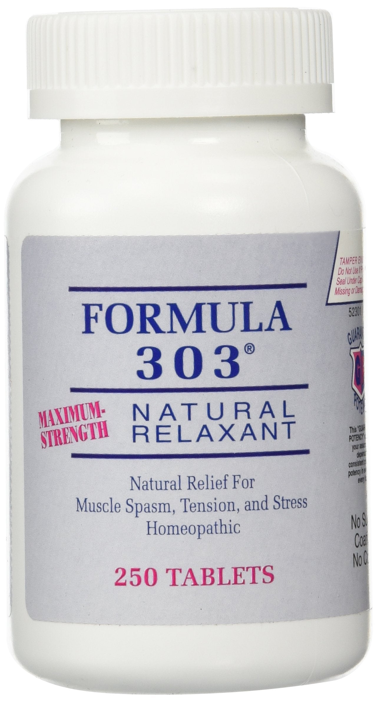 Dee Cee Labs Formula 303 Maximum Strength All-Natural Relaxant Tablets, 250 Tablets; All-Natural Relaxant containing Magnesium for Sore Muscles, Passion Flower, and Valerian Root Dee Cee Laboratories uk supplements