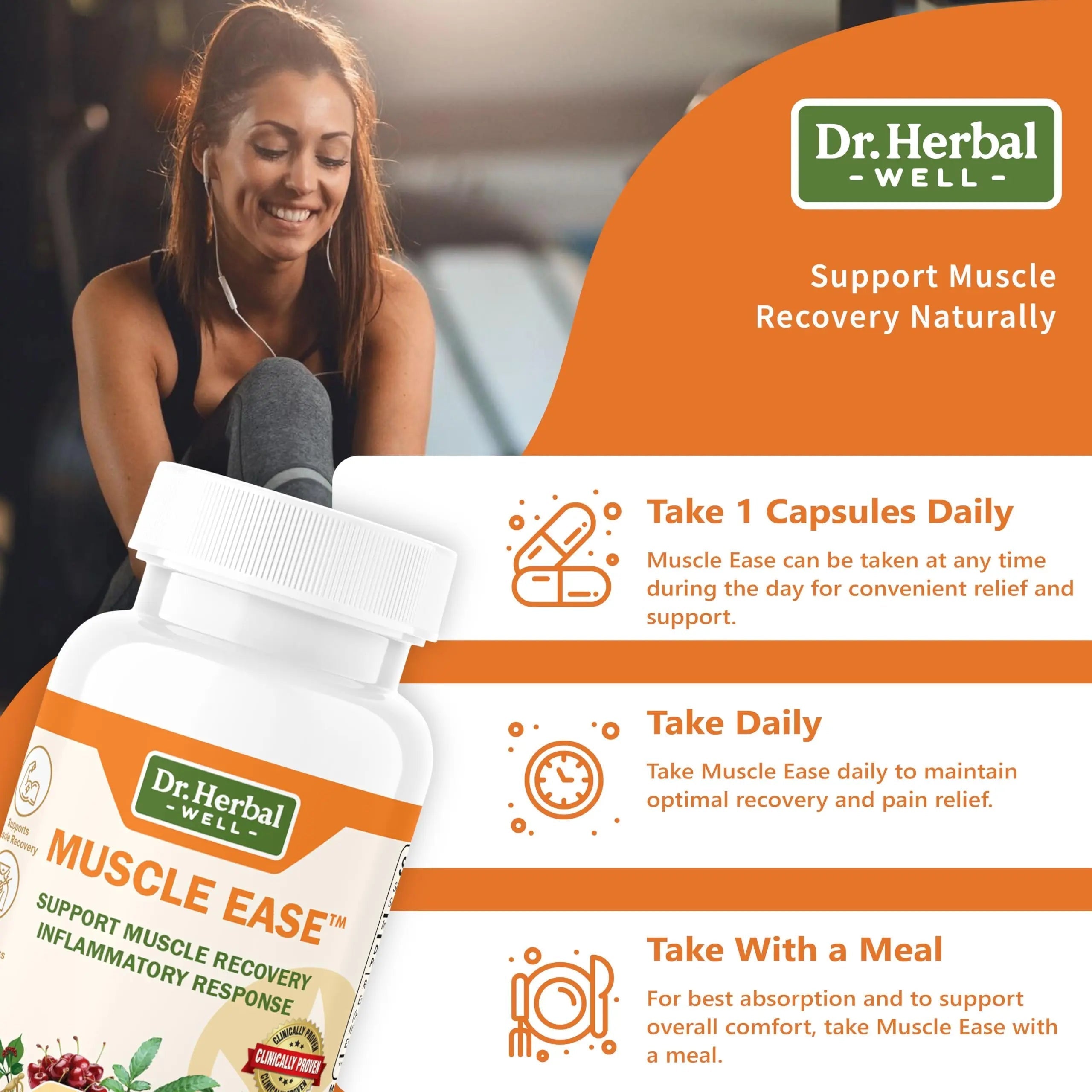 DR.HERBAL WELL Muscle Ease - Joint, Muscle & Nerve Support Fast Acting Relax Comfort Recovery Natural Herbal Supplement - (60 Capsules) MAX-Strength DR. HERBAL WELL uk supplements