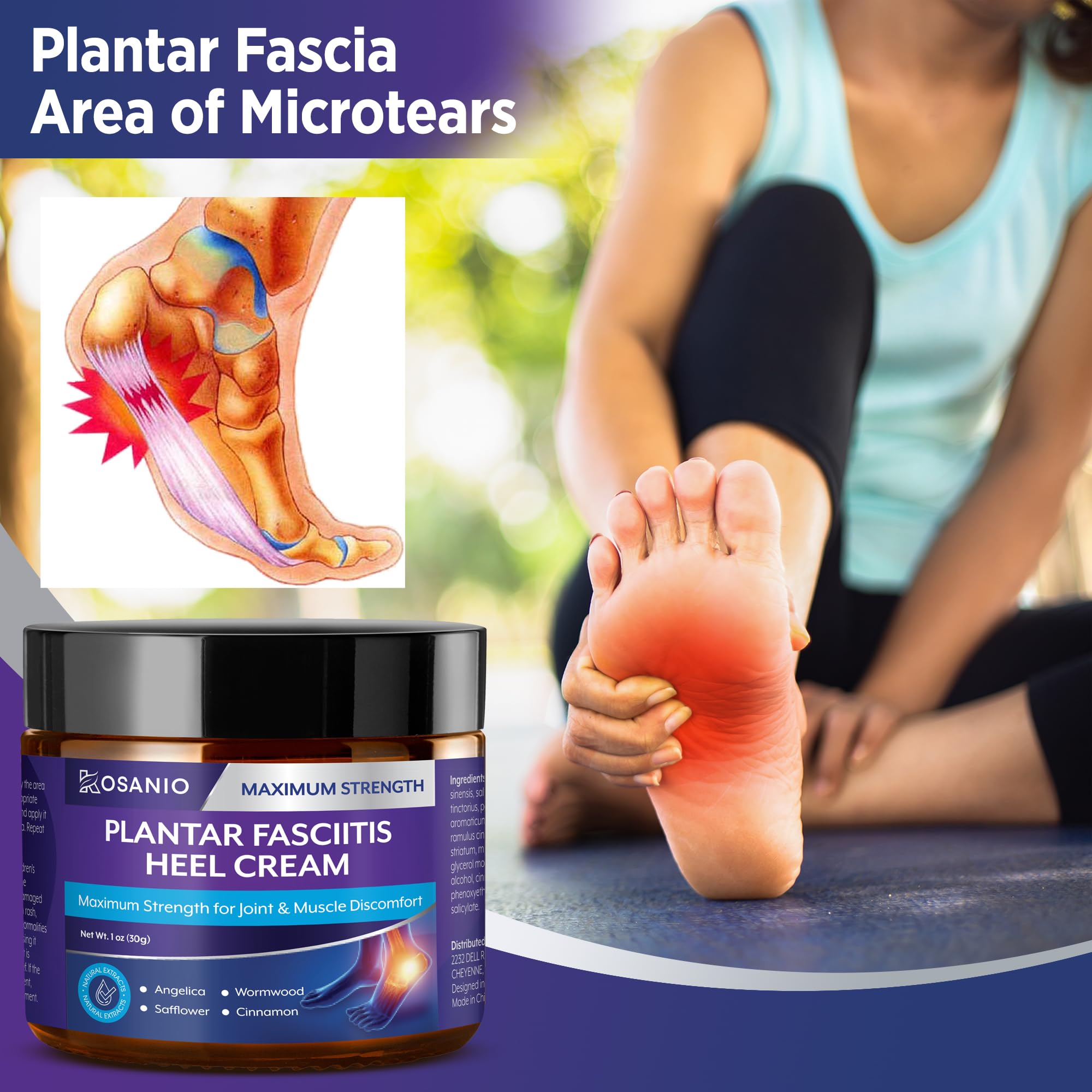 KOSANIO Plantar Fasciitis Relief Cream - Heel Discomfort Relief for Plantar Fasciitis, Foot, Knee, Hands, Legs - Natural Herbal Concentrate Formula - (30g / 1 oz (Pack of 1)) KOSANIO uk supplements