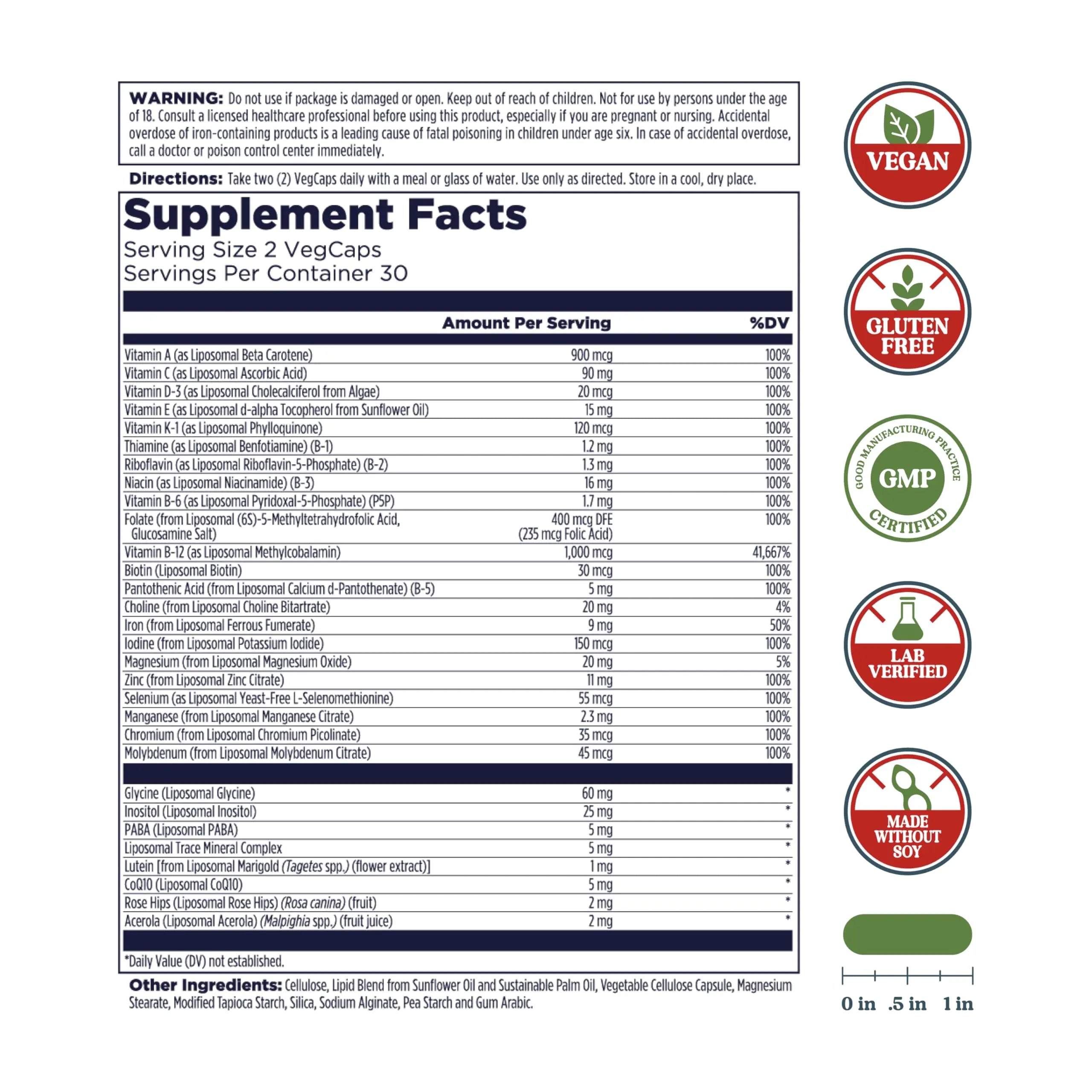 KAL Liposomal Multivitamin - High Potency Liposomal Vitamin C, D-3, and More - Men and Women Multivitamin KAL uk supplements