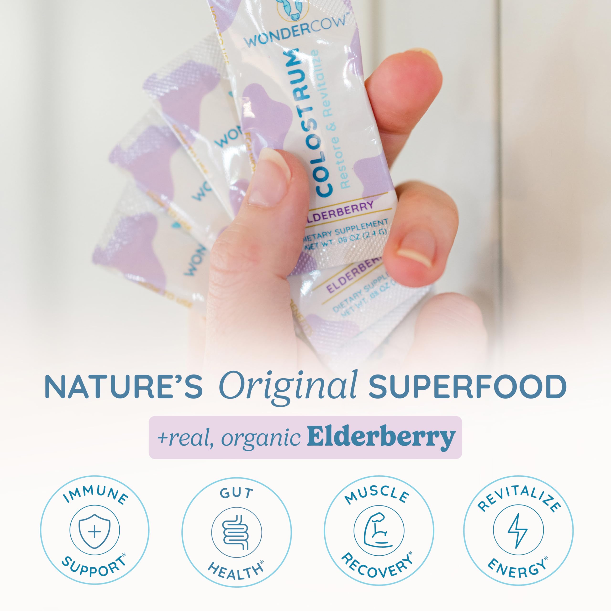 WONDERCOW Colostrum Supplement Powder for Gut Health, Immune Support & Wellness | Natural IgG Pure Whole Bovine Colostrum Superfood, Elderberry, 30 Servings WONDERCOW uk supplements