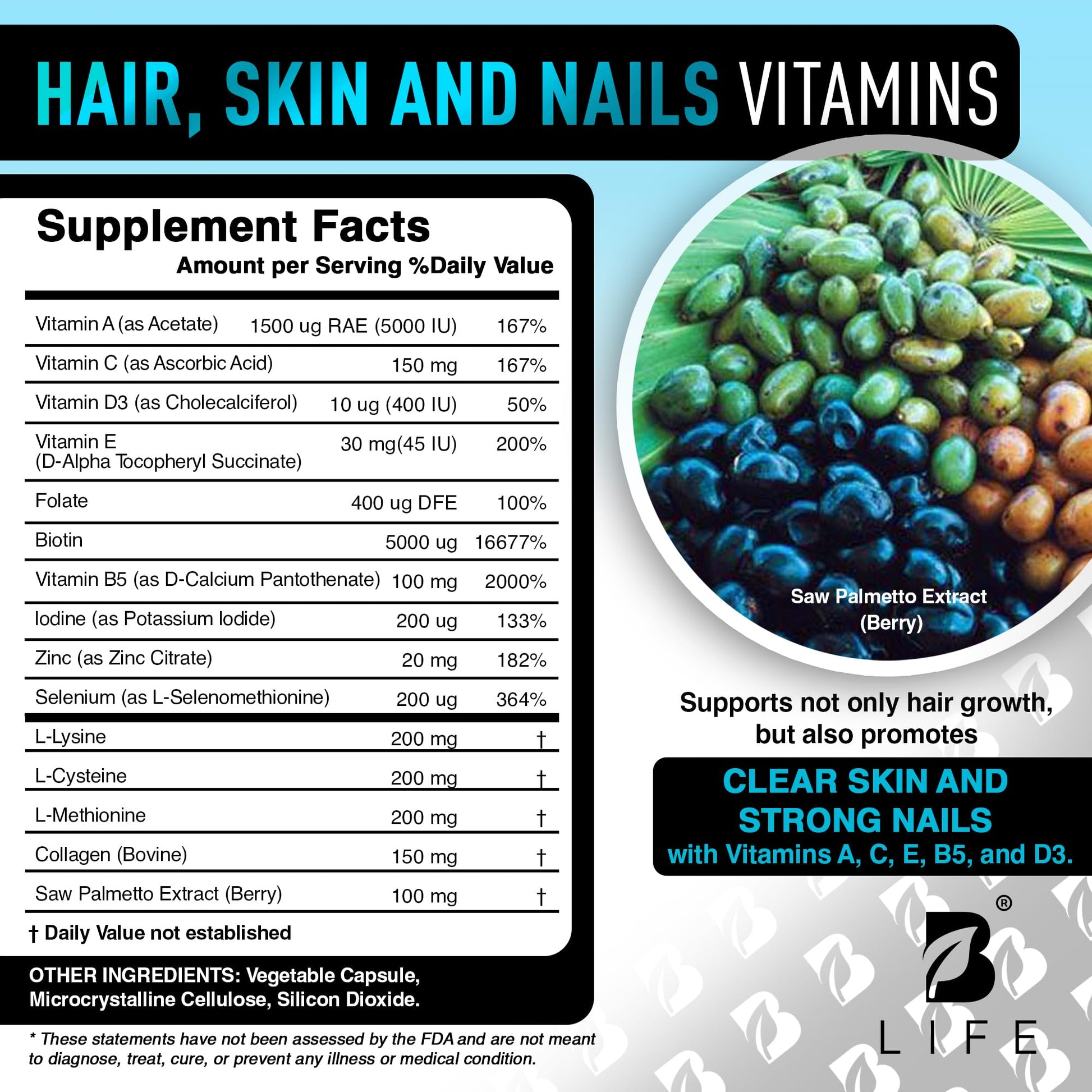 Men’s Hair Growth Supplement – Biotin & Collagen Hair Vitamins for Men – Thicker, Fuller Hair, Nail & Scalp Support – Hair Loss Supplement with Zinc, Selenium & Vitamins A C D E – 240 Capsules B Life Company uk supplements