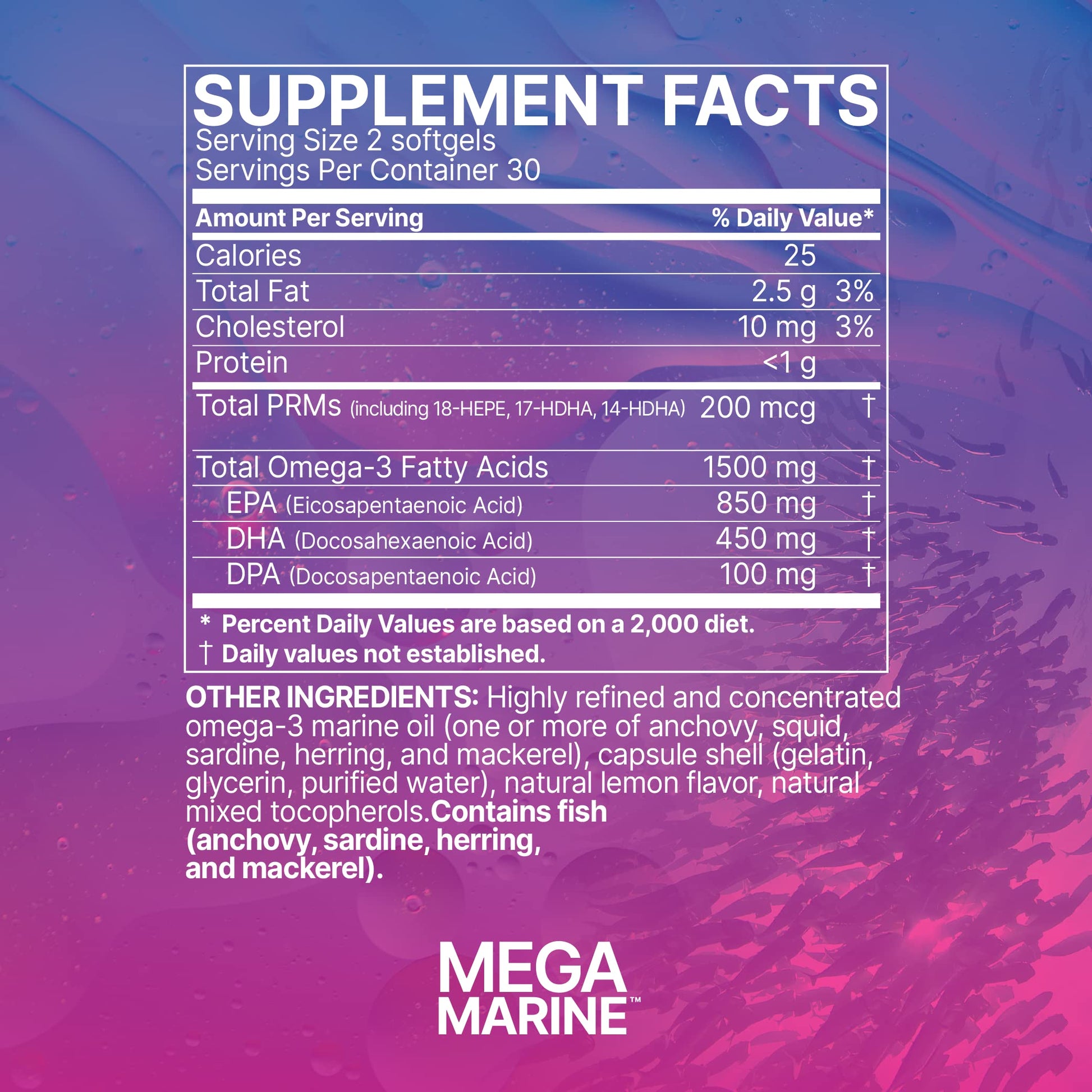 Microbiome Labs MegaMarine Omega 3 Fish Oil Supplements - Gut-Specific EPA DHA Omega 3 Supplement with DPA for Gut Health - Support Immune & Gut Barrier Function (60 Softgels) Microbiome Labs uk supplements