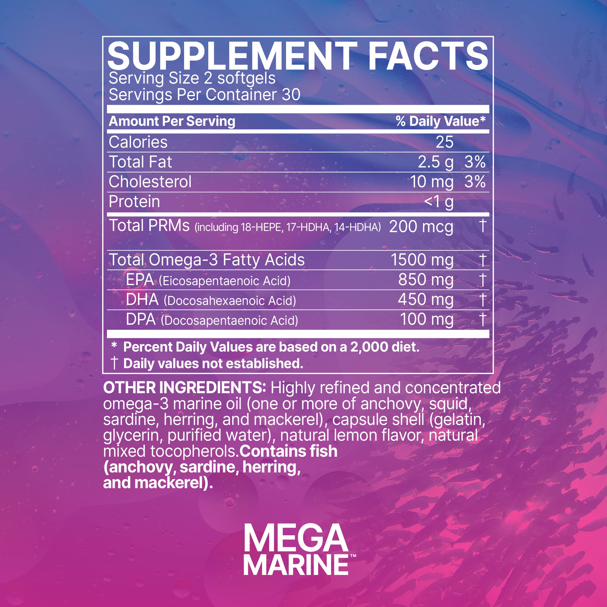 Microbiome Labs MegaMarine Omega 3 Fish Oil Supplements - Gut-Specific EPA DHA Omega 3 Supplement with DPA for Gut Health - Support Immune & Gut Barrier Function (60 Softgels) Microbiome Labs uk supplements