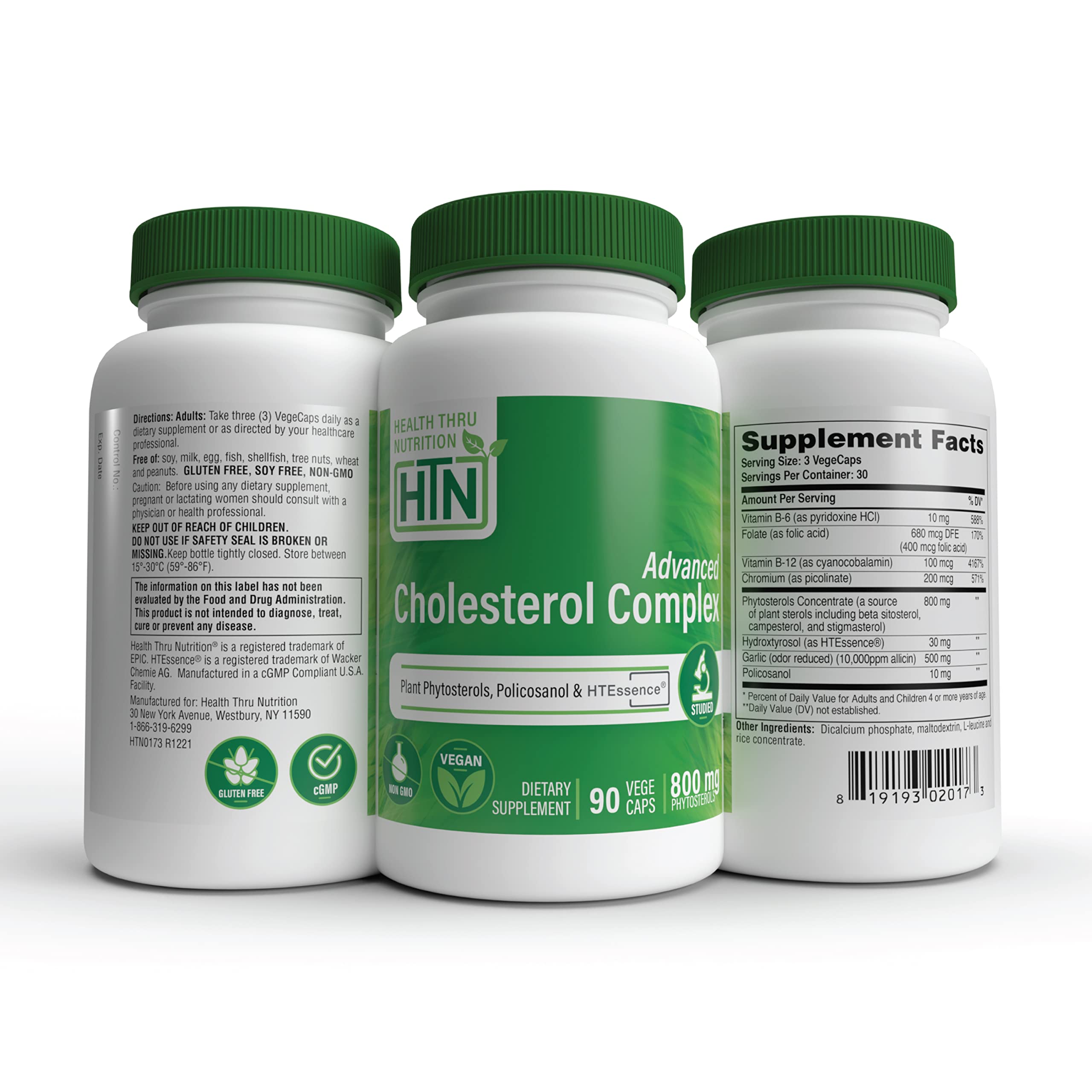 Health Thru Nutrition Advanced Cholesterol Complex | Heart Health Support & Lipid Metabolism with Phytosterols, Policosanol, Hydroxytyrosol, Chromium and More | Vegan, Non-GMO (Pack of 90) Health Thru Nutrition uk supplements