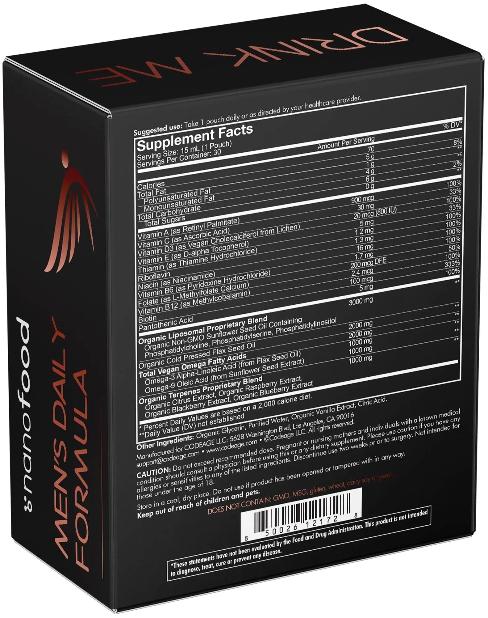 Codeage Daily Men Liquid Vitamins Supplement - Liposomal Multivitamin A, B, C, D, E, Biotin, Omega-3 & Omega-9 Codeage uk supplements