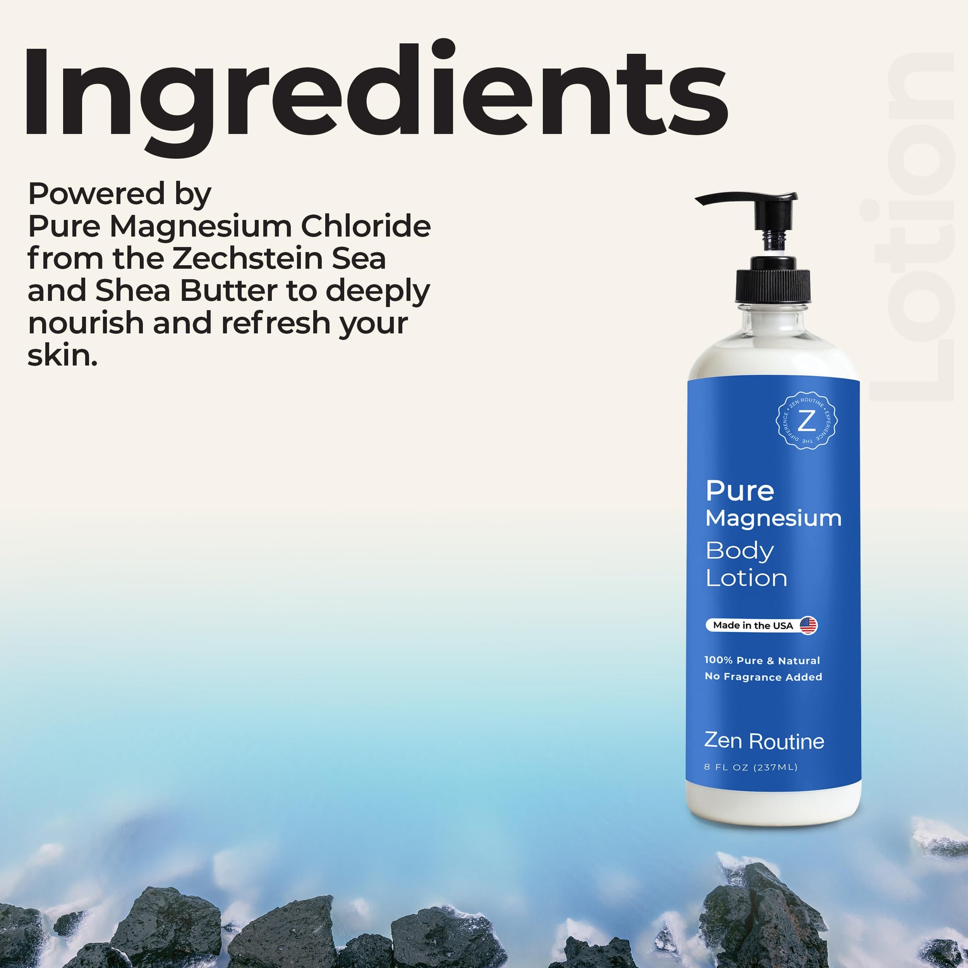 Zen Routine Magnesium Lotion for Sleep, Leg Cramps & Muscle Soreness with Shea Butter | Award-Winning Cream For Sleep – Safe for Kids – Unscented, Non-Greasy, Ultra Soothing – Made in USA Zen Routine uk supplements