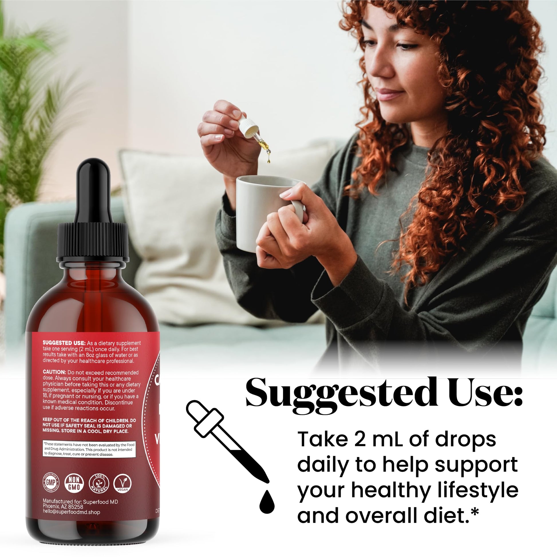 Cayenne Pepper Supplement Liquid Drops + Hawthorn Berry, Vitamin D3 K2 Beet Root Powder, Ceylon Cinnamon, Turmeric Curcumin, Organic Panax Ginseng - 4 OZ Superfood MD uk supplements