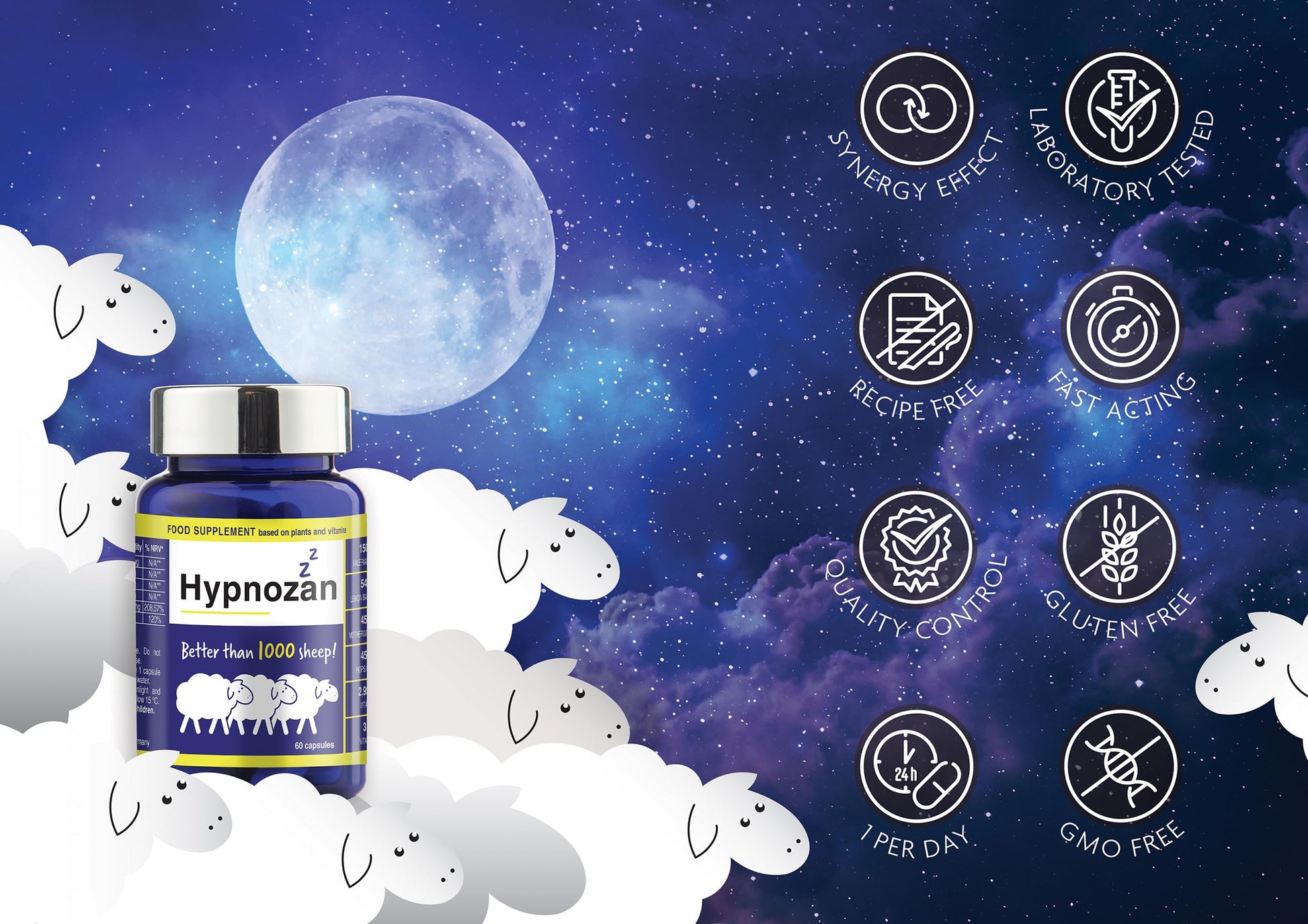 Hypnozan. 60 Easy Nights in Every Pack - 60 Capsules, Just One Before Bed. Natural Vox pharmaceutica uk supplements
