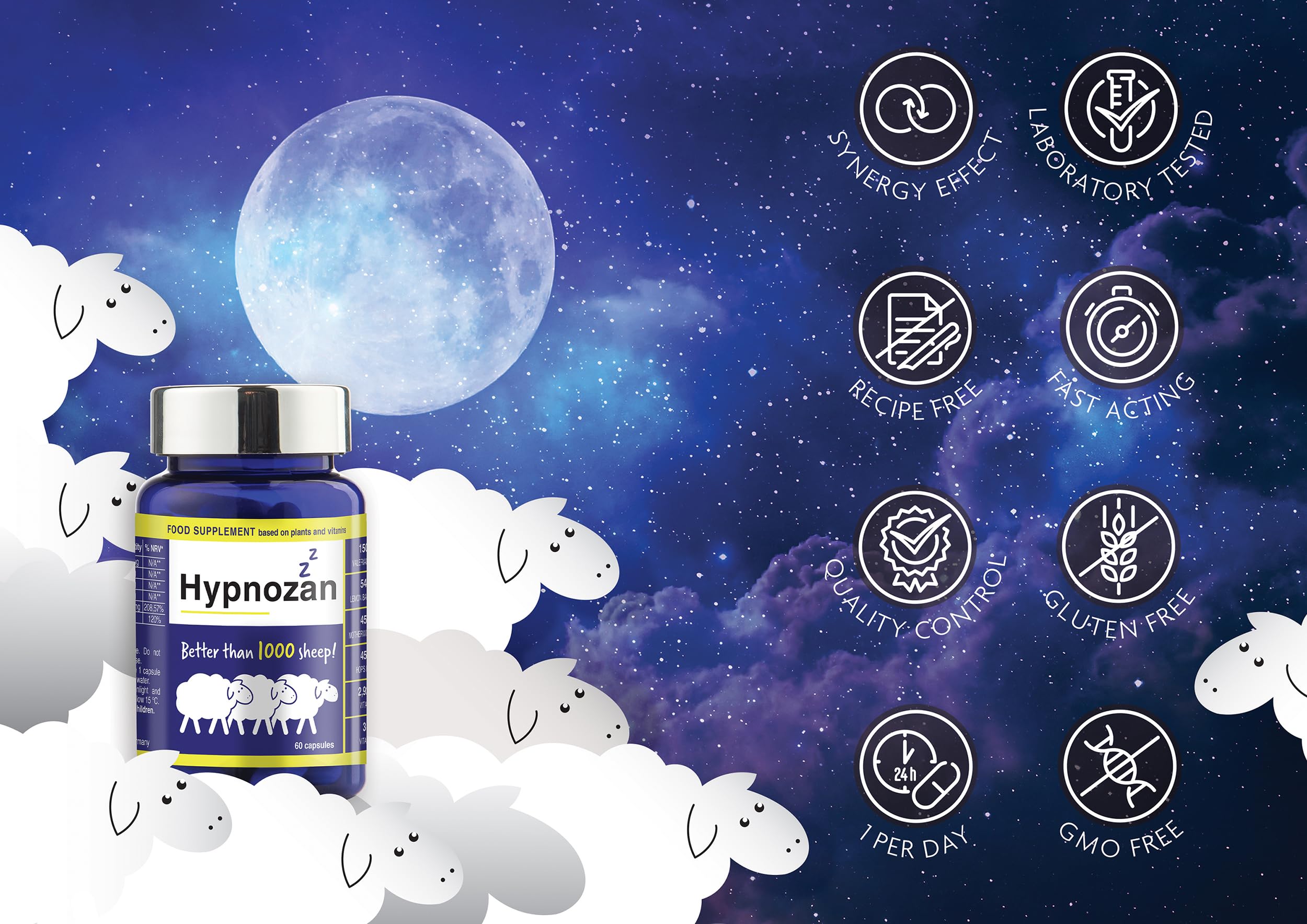Hypnozan. 60 Easy Nights in Every Pack - 60 Capsules, Just One Before Bed. Natural Vox pharmaceutica uk supplements